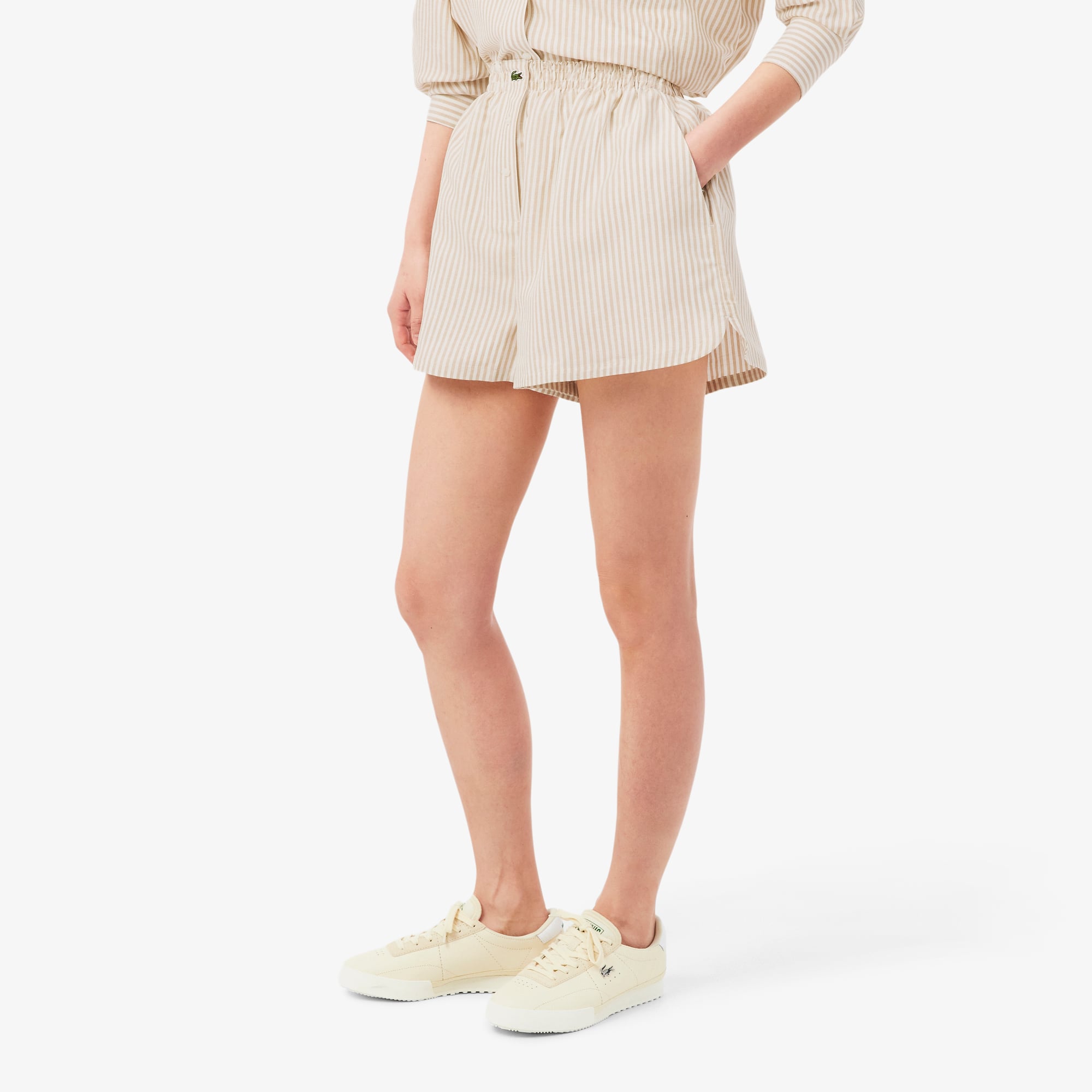 Lacoste Kadın Oversize Fit Krem Şort görsel 2
