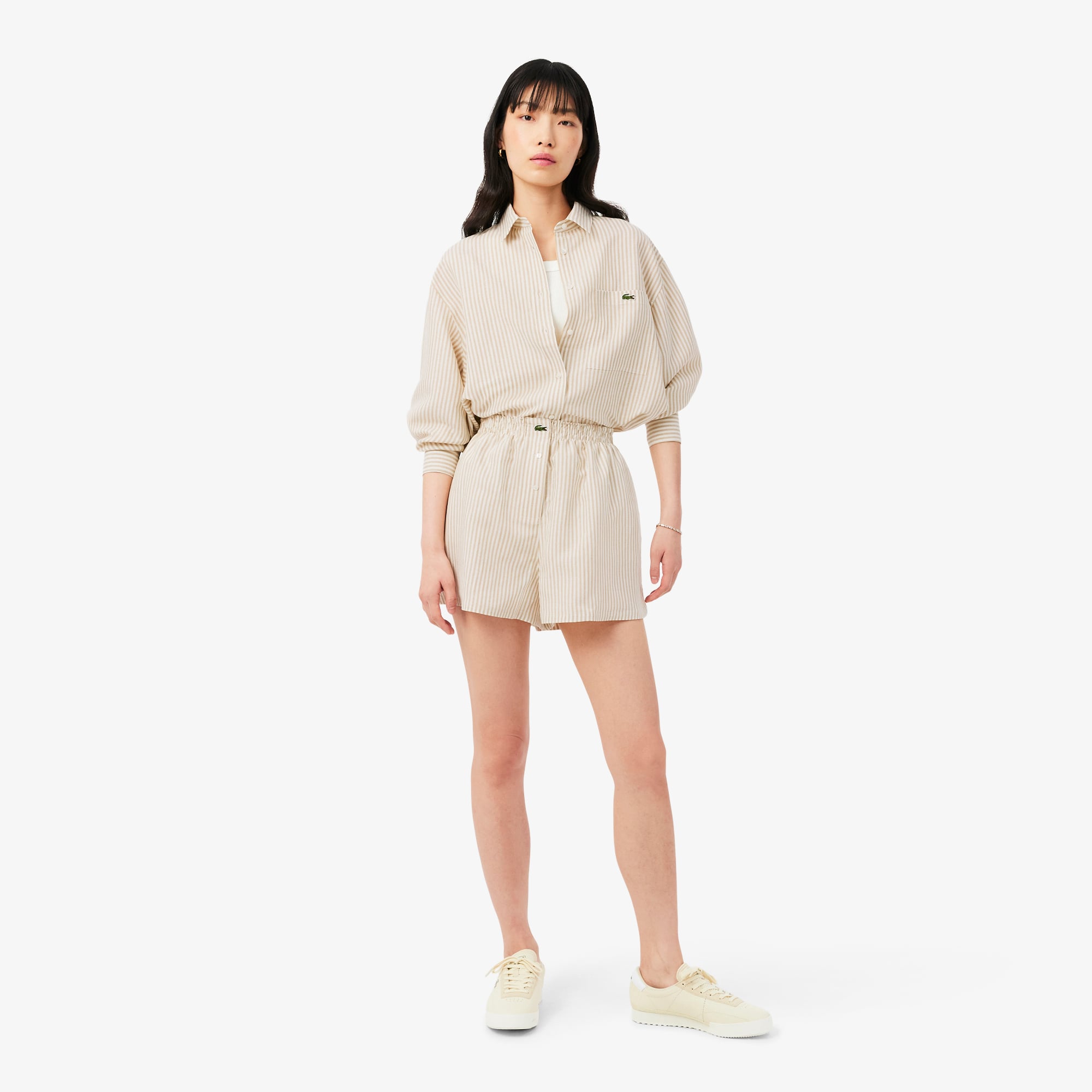 Lacoste Kadın Oversize Fit Krem Şort