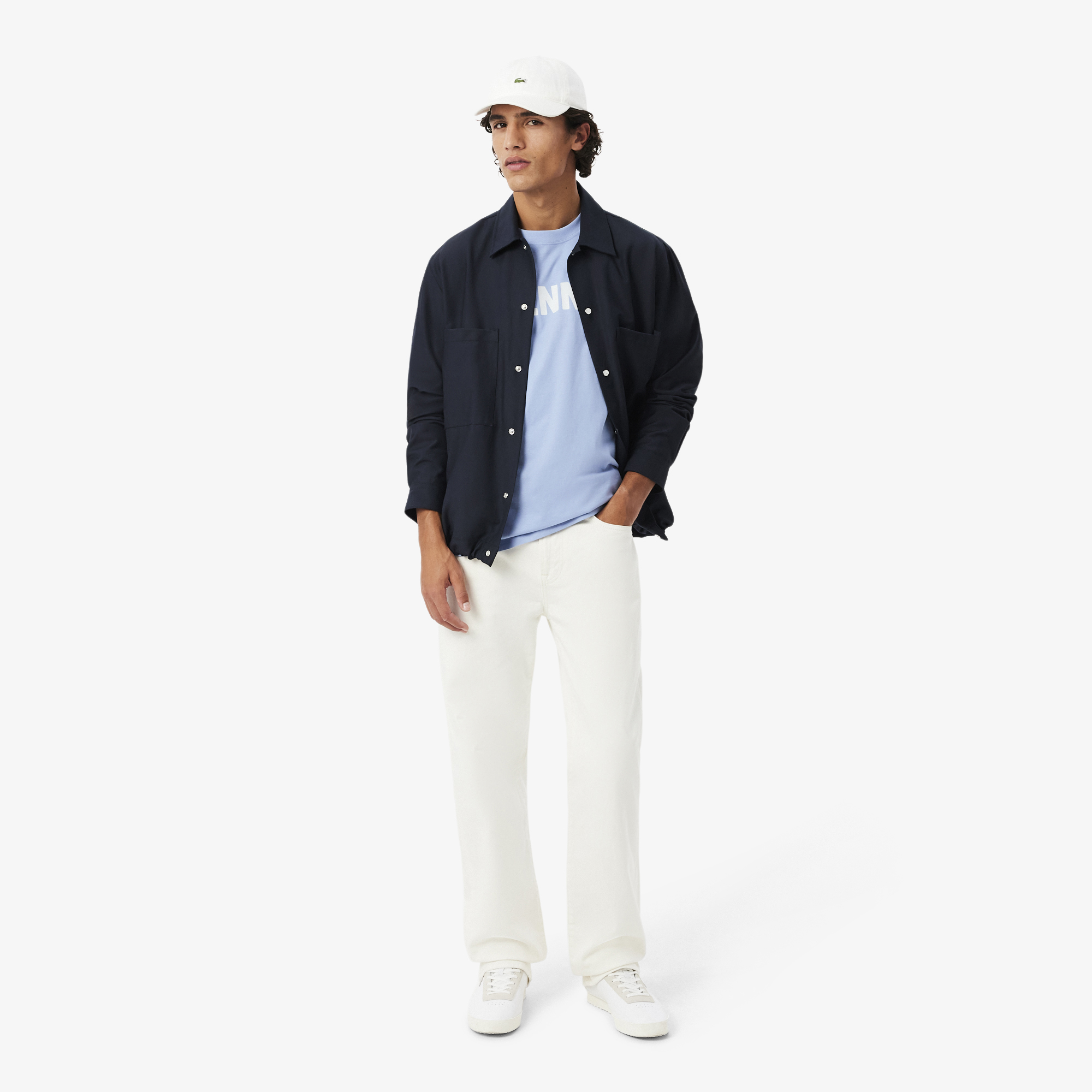 Lacoste Erkek Classic Fit Bisiklet Yaka Baskılı Mavi T-Shirt görsel 4