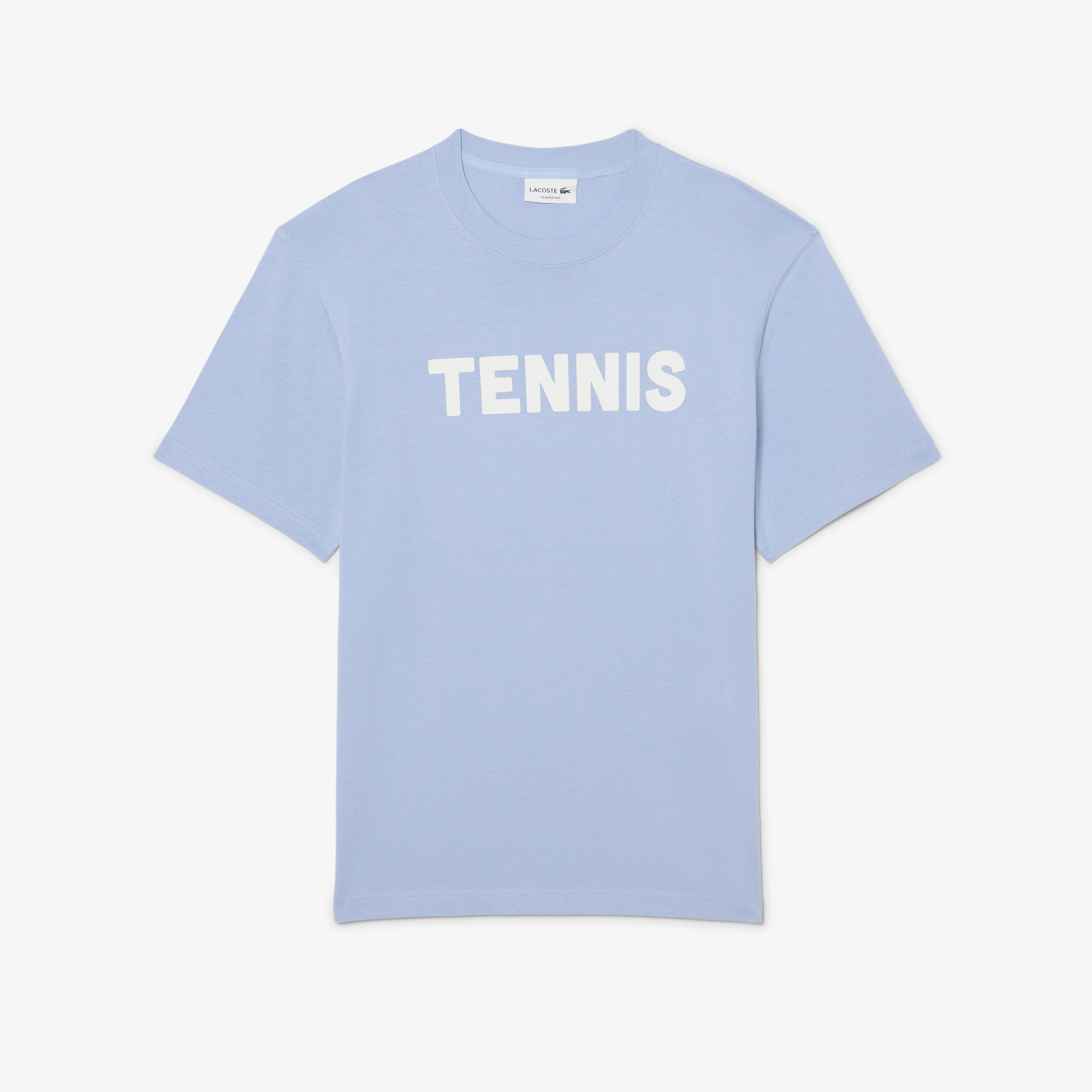 Lacoste Erkek Classic Fit Bisiklet Yaka Baskılı Mavi T-Shirt görsel 5