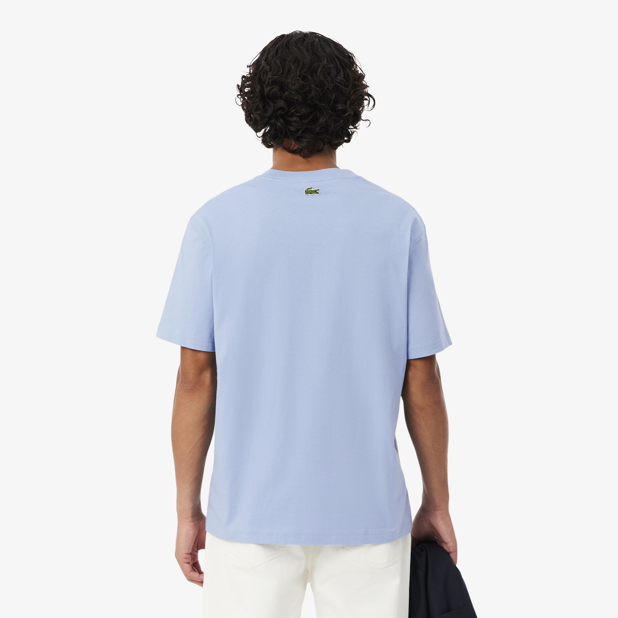 Lacoste Erkek Classic Fit Bisiklet Yaka Baskılı Mavi T-Shirt görsel 3