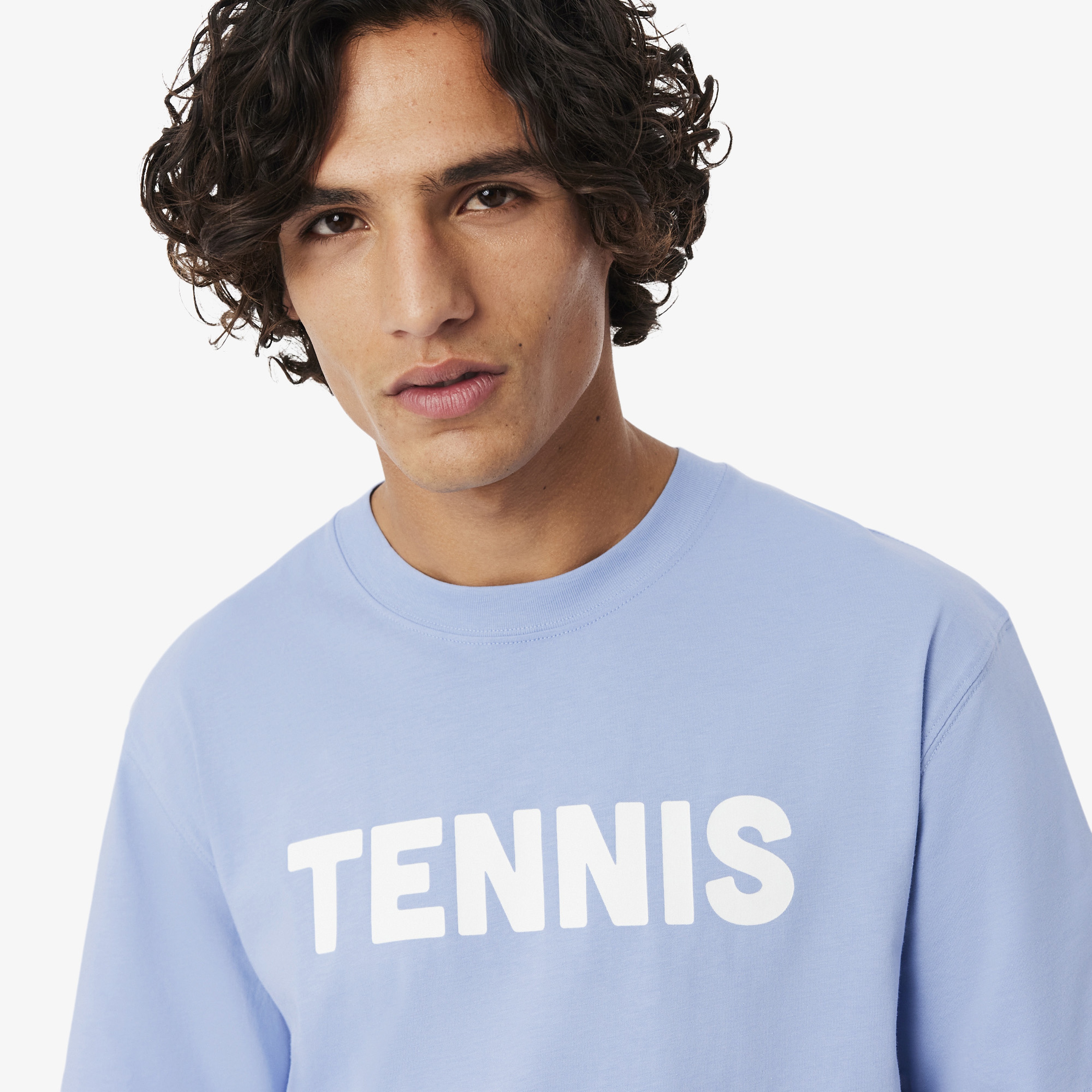 Erkek Classic Fit Bisiklet Yaka Baskılı Mavi T-Shirt Erkek Classic Fit Bisiklet Yaka Baskılı Mavi T-Shirt