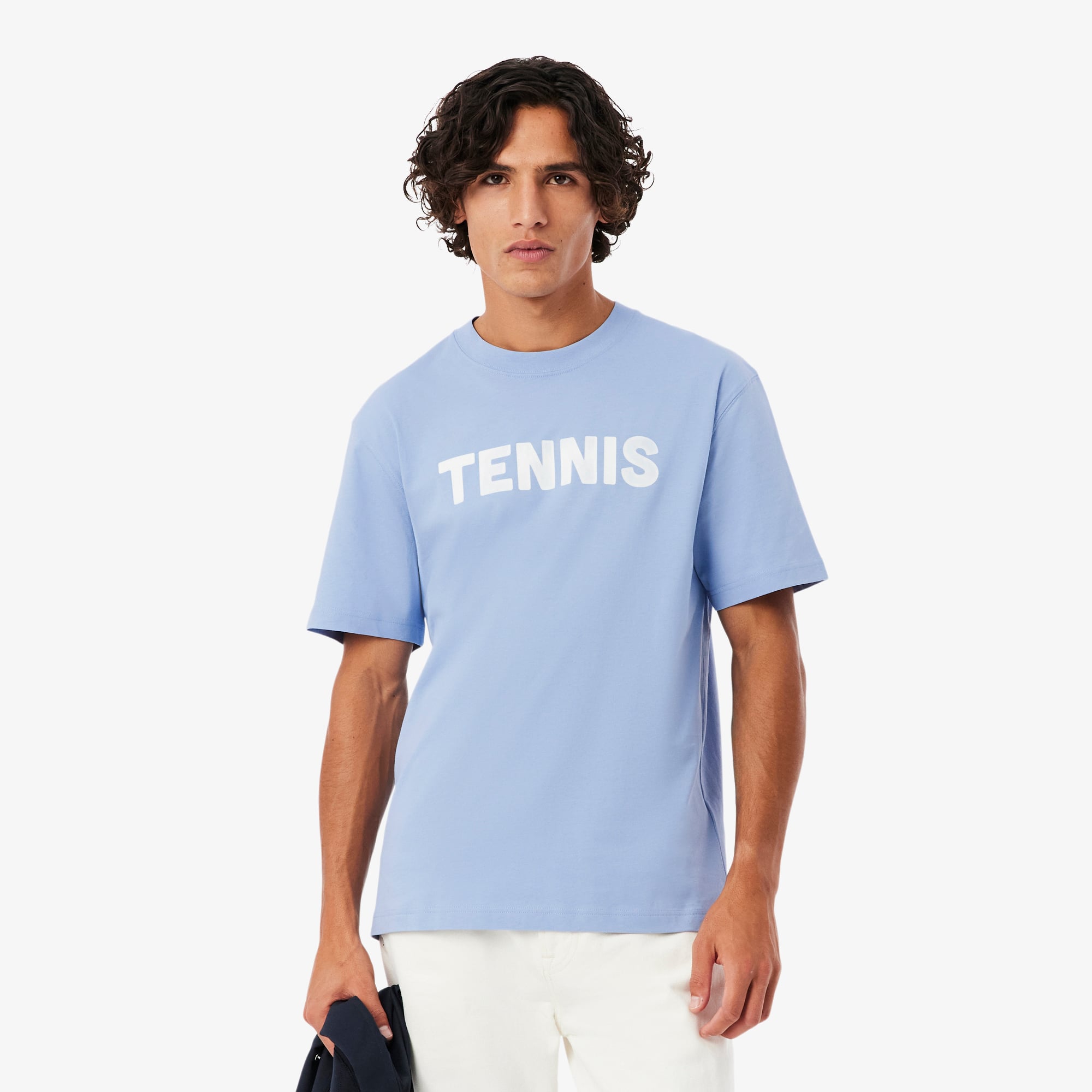 Lacoste Erkek Classic Fit Bisiklet Yaka Baskılı Mavi T-Shirt