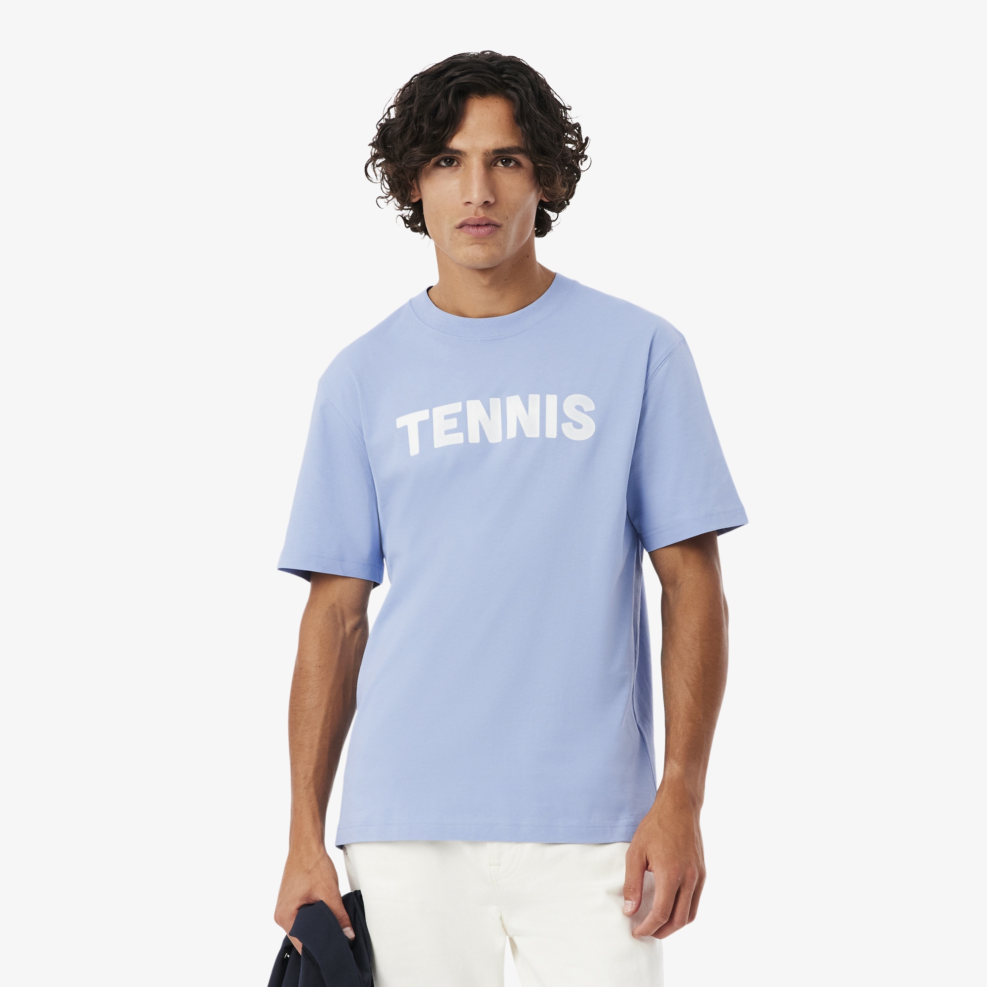 Erkek Classic Fit Bisiklet Yaka Baskılı Mavi T-Shirt