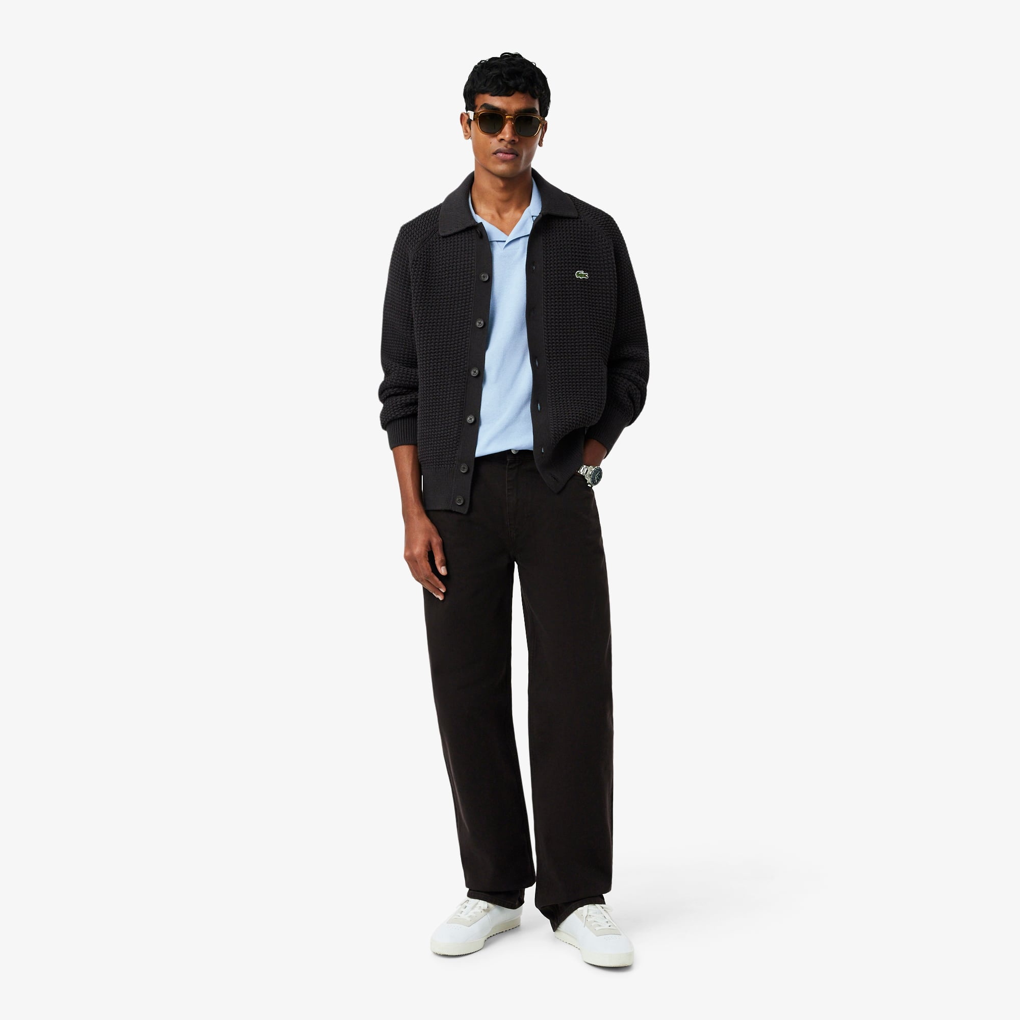 Lacoste Erkek Classic Fit Keten Mavi Polo görsel 4