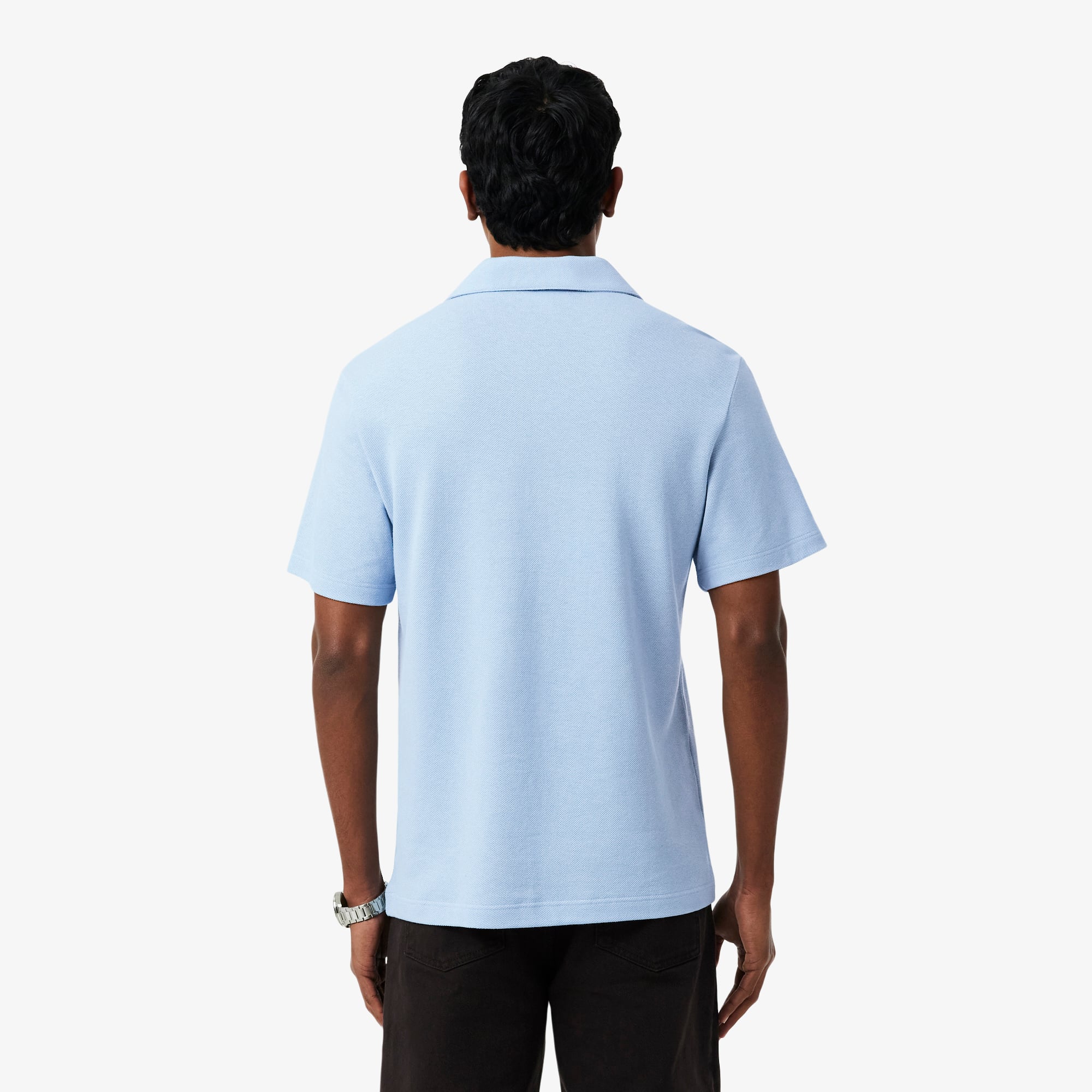 Lacoste Erkek Classic Fit Keten Mavi Polo görsel 3