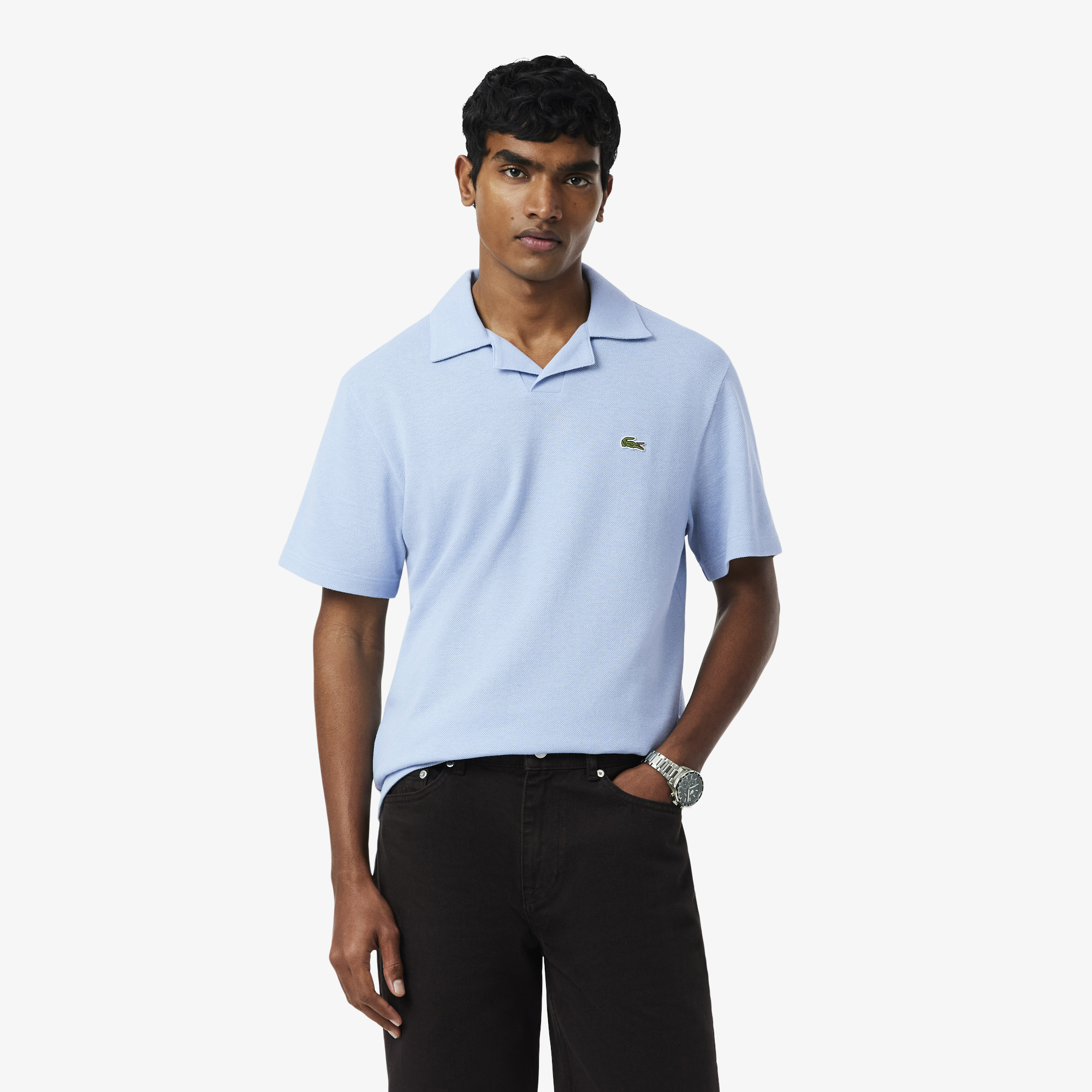 Lacoste Erkek Classic Fit Keten Mavi Polo