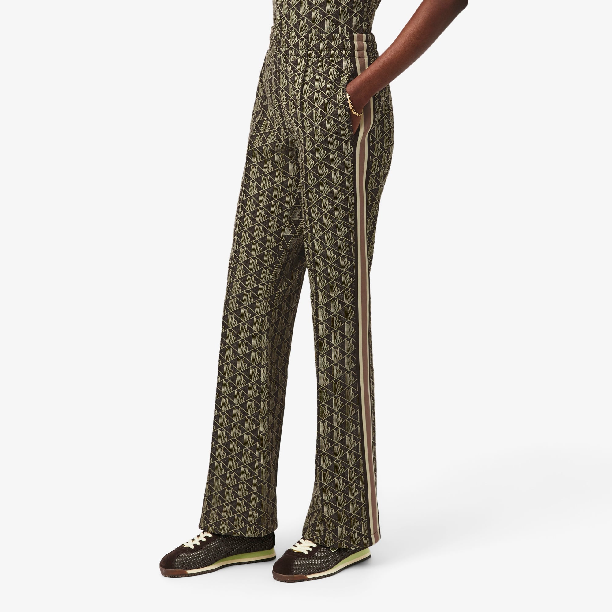 Kadın Flare Fit Monogram Kahverengi Eşofman Altı