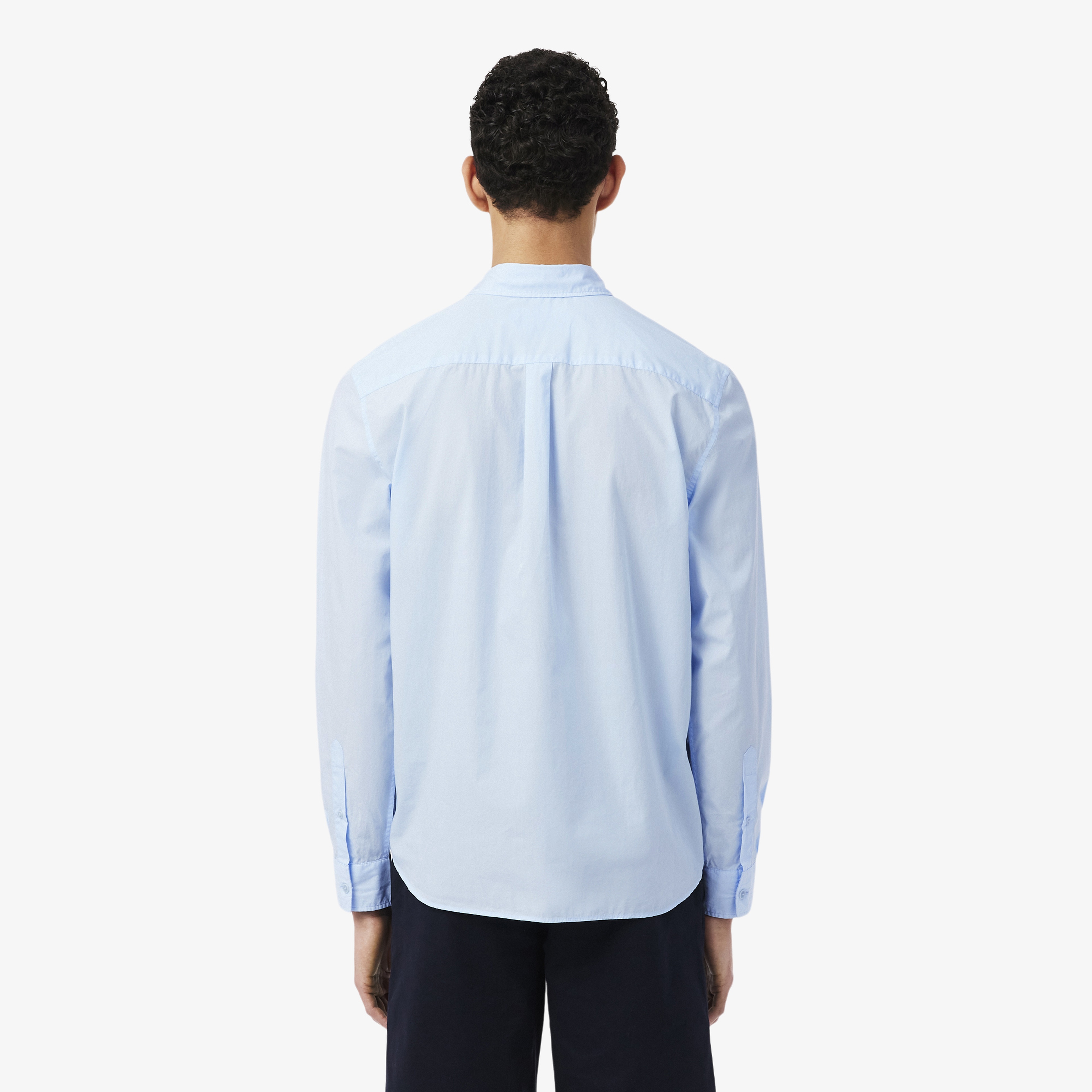 Erkek Regular Fit Düğmeli Yaka Mavi Gömlek