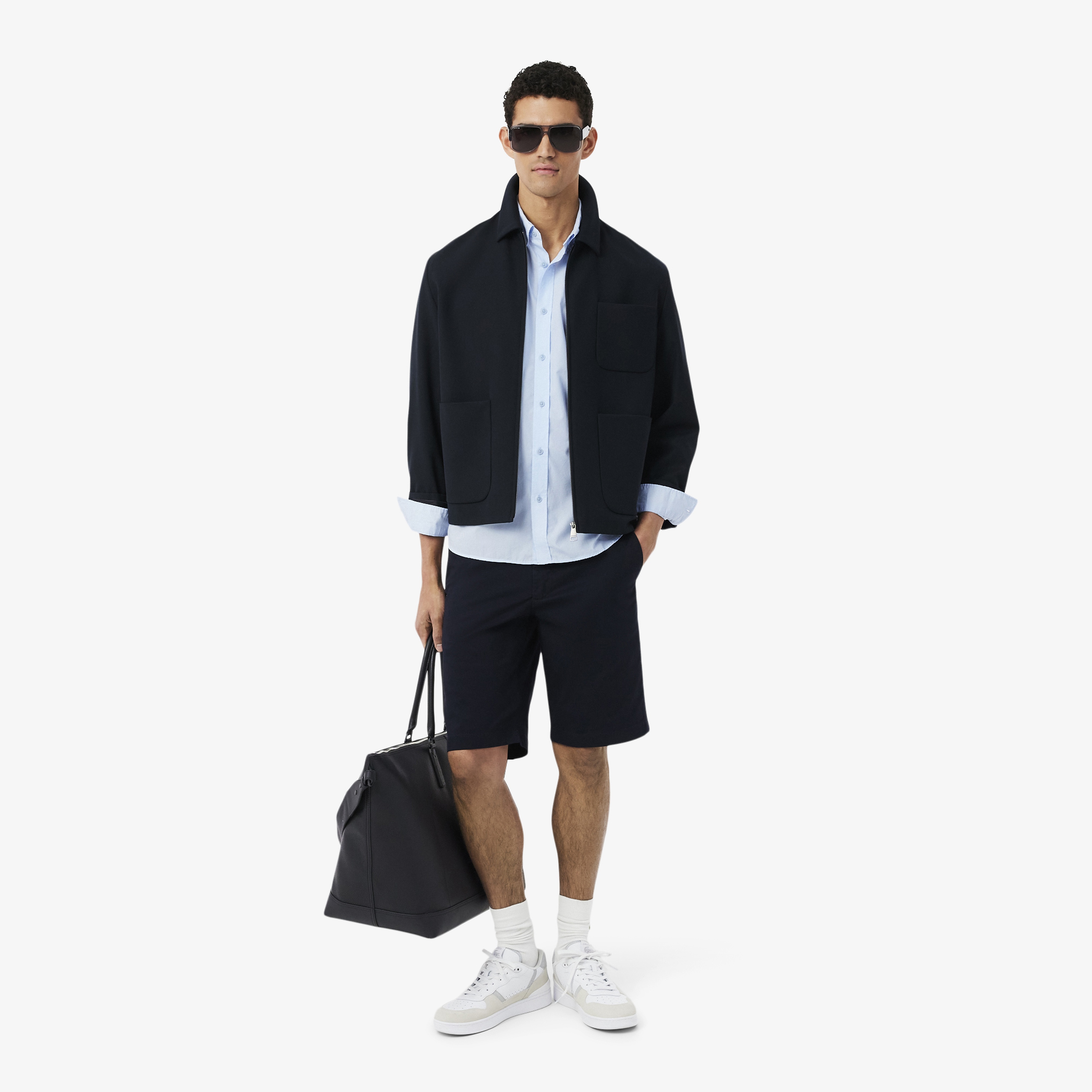 Erkek Regular Fit Düğmeli Yaka Mavi Gömlek