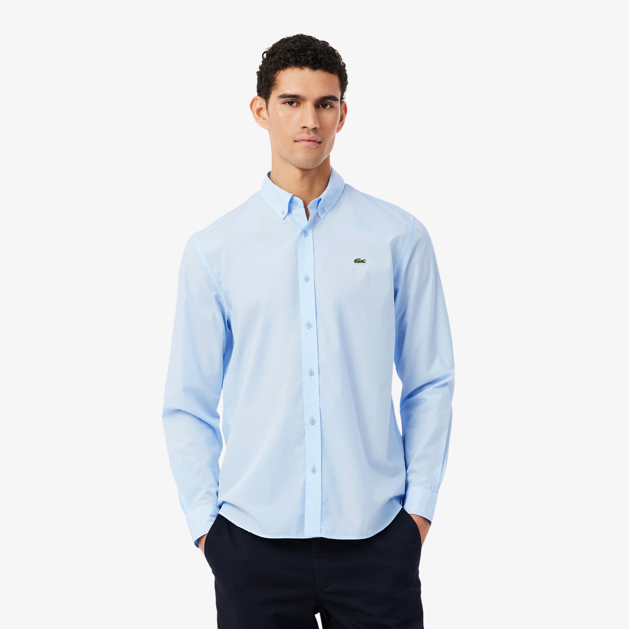 Lacoste Erkek Regular Fit Düğmeli Yaka Mavi Gömlek
