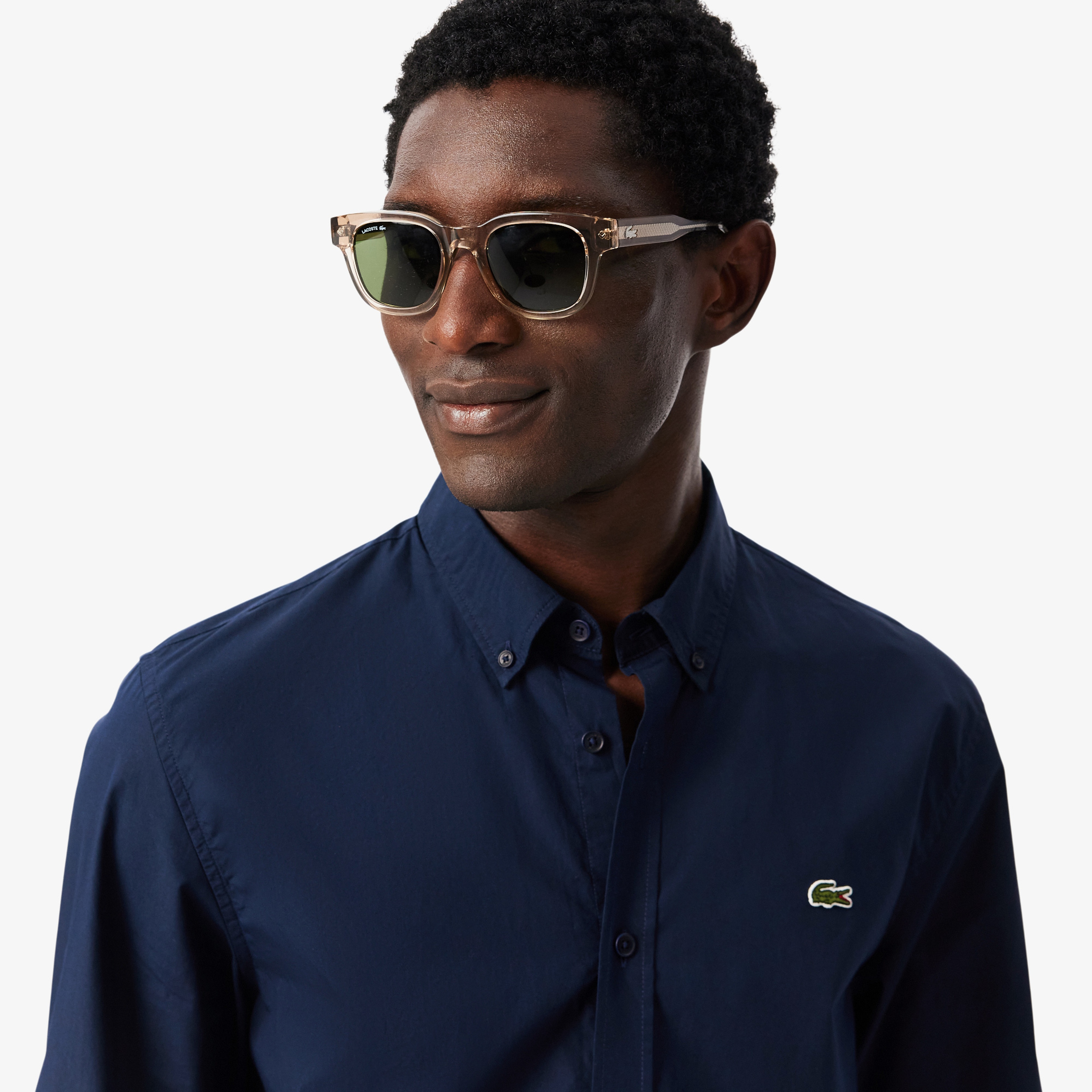 Erkek Regular Fit Düğmeli Yaka Lacivert Gömlek