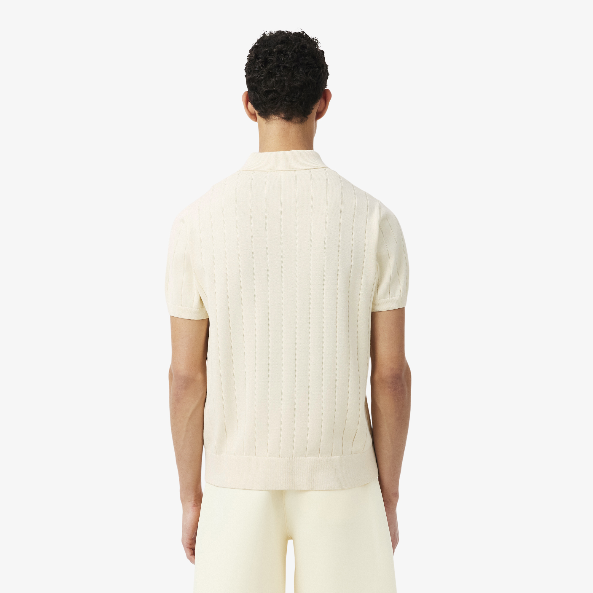 Lacoste Erkek Classic Fit Kısa Kollu Polo Yaka Krem Triko görsel 3