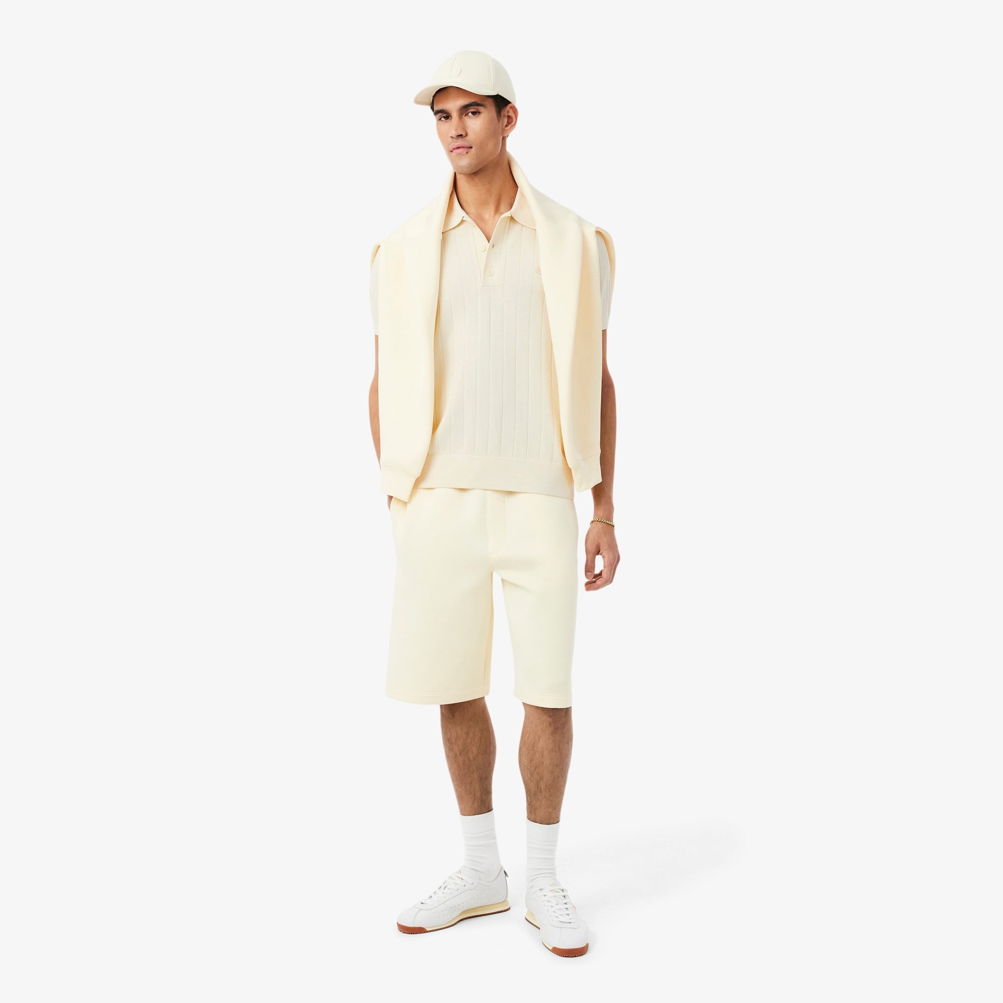 Erkek Classic Fit Kısa Kollu Polo Yaka Krem Triko