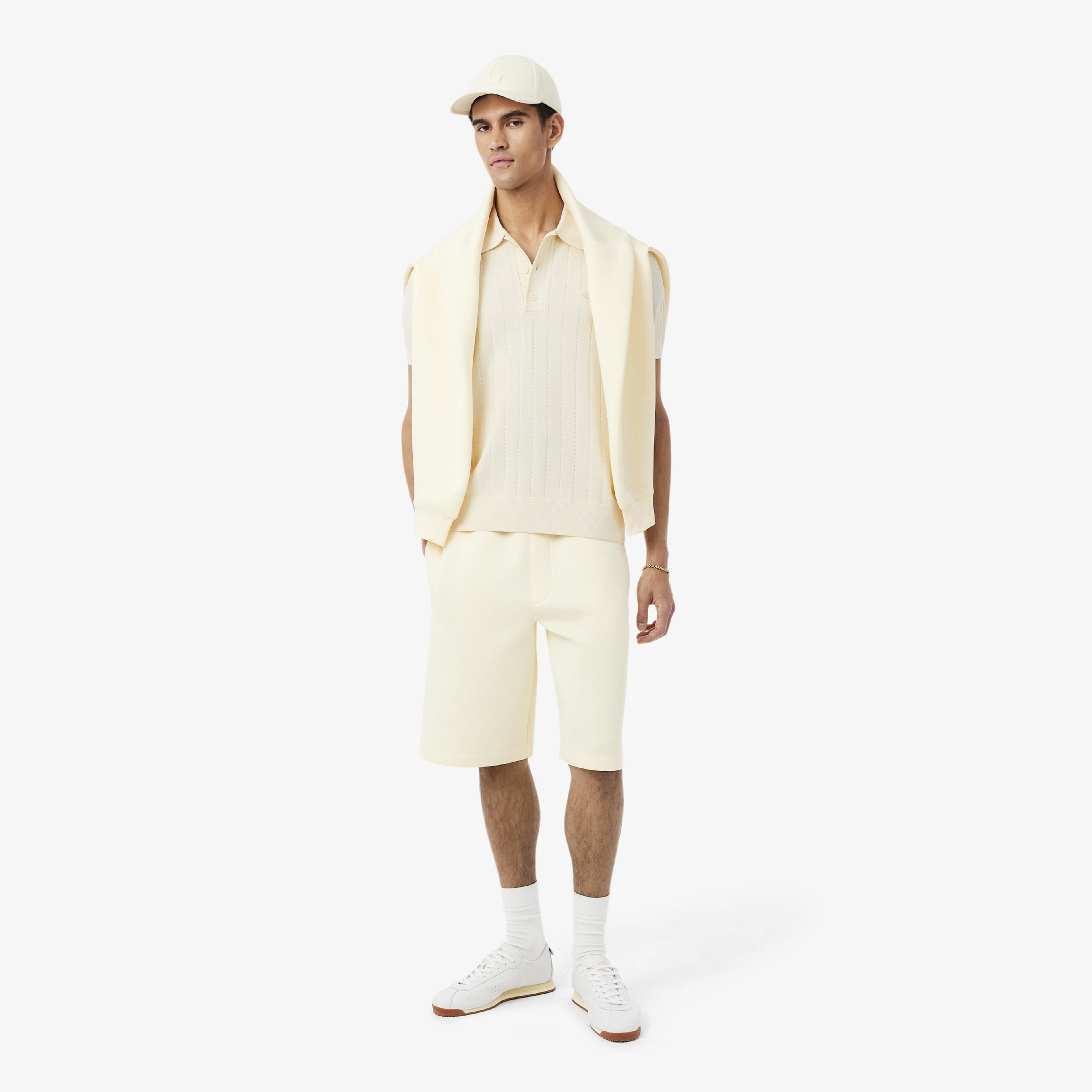 Erkek Classic Fit Kısa Kollu Polo Yaka Krem Triko