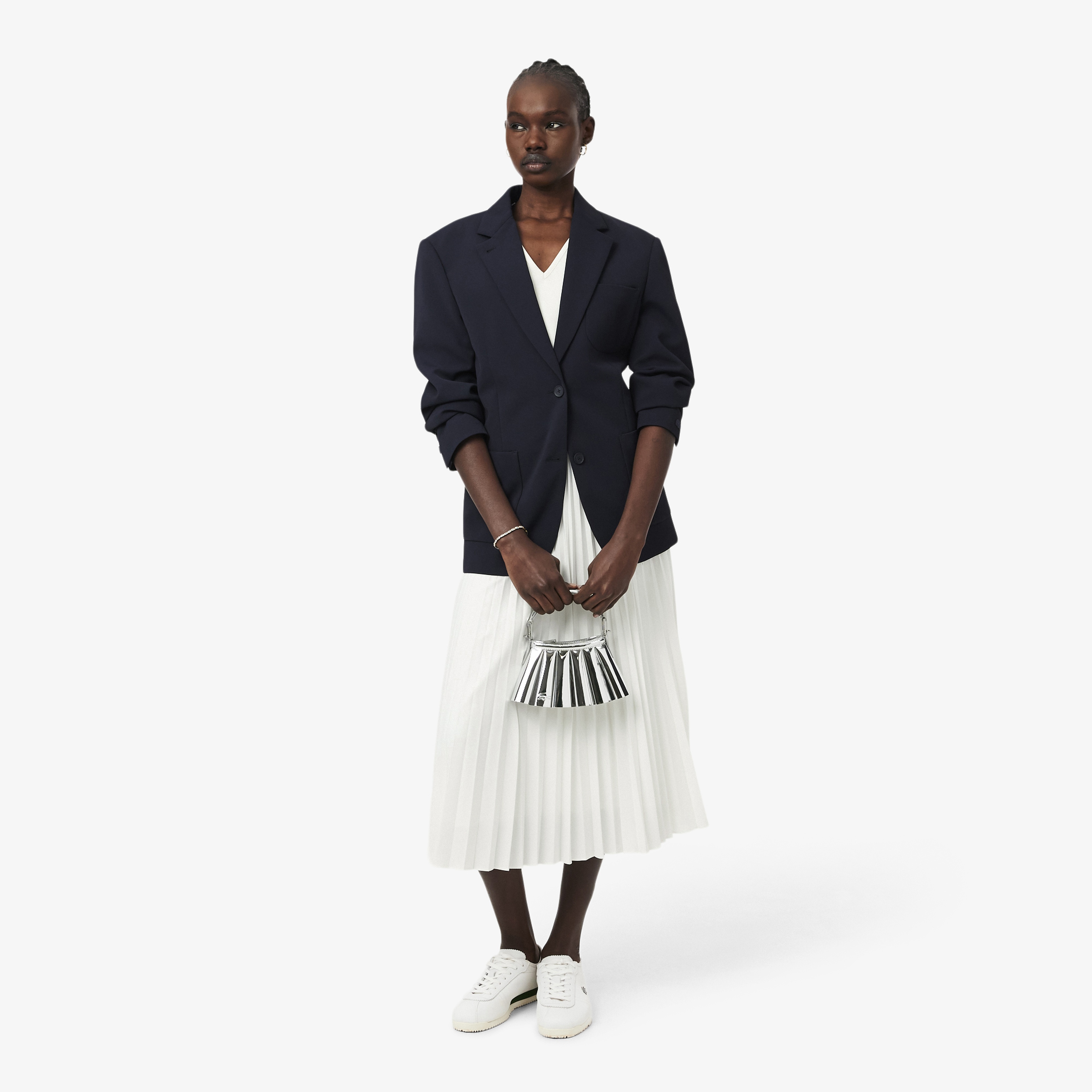 Kadın Regular Fit Kolsuz V Yaka Beyaz Elbise