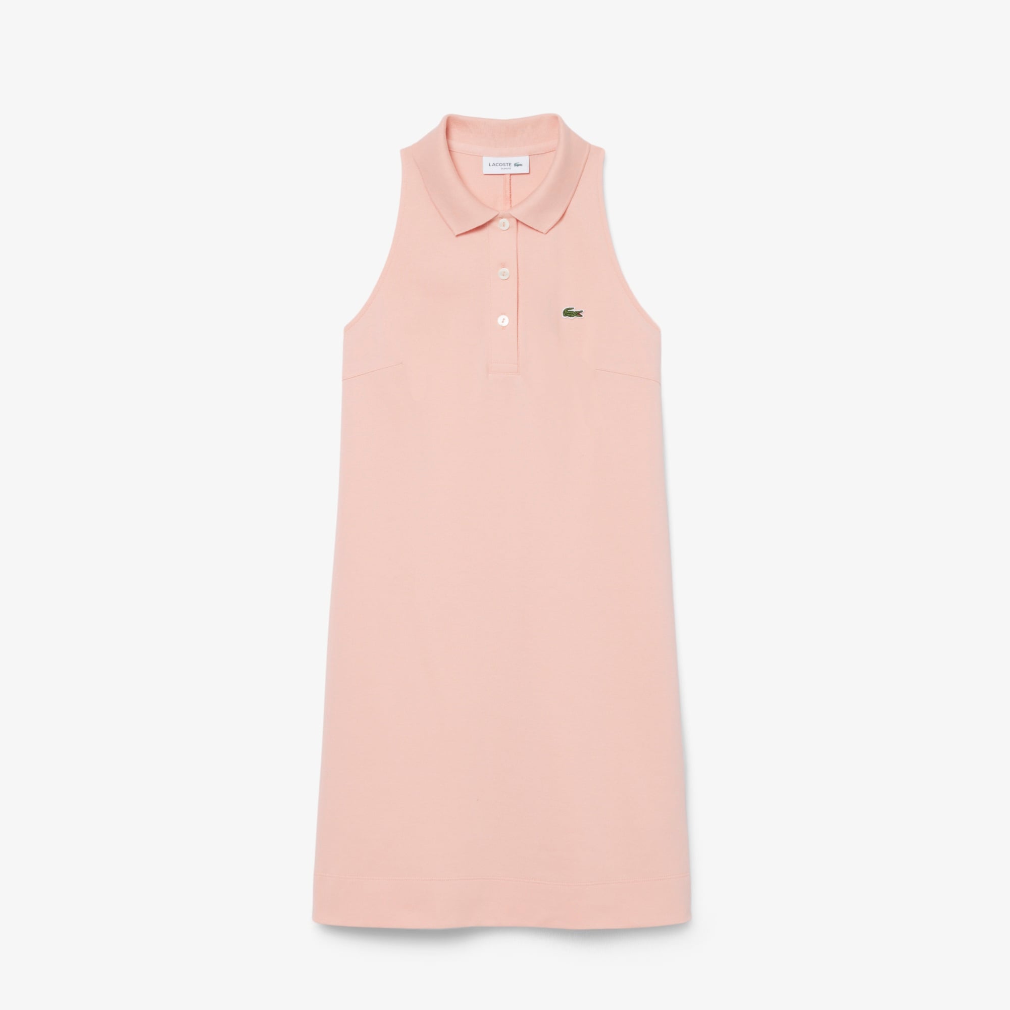 Kadın Slim Fit Kolsuz Polo Yaka Pembe Elbise
