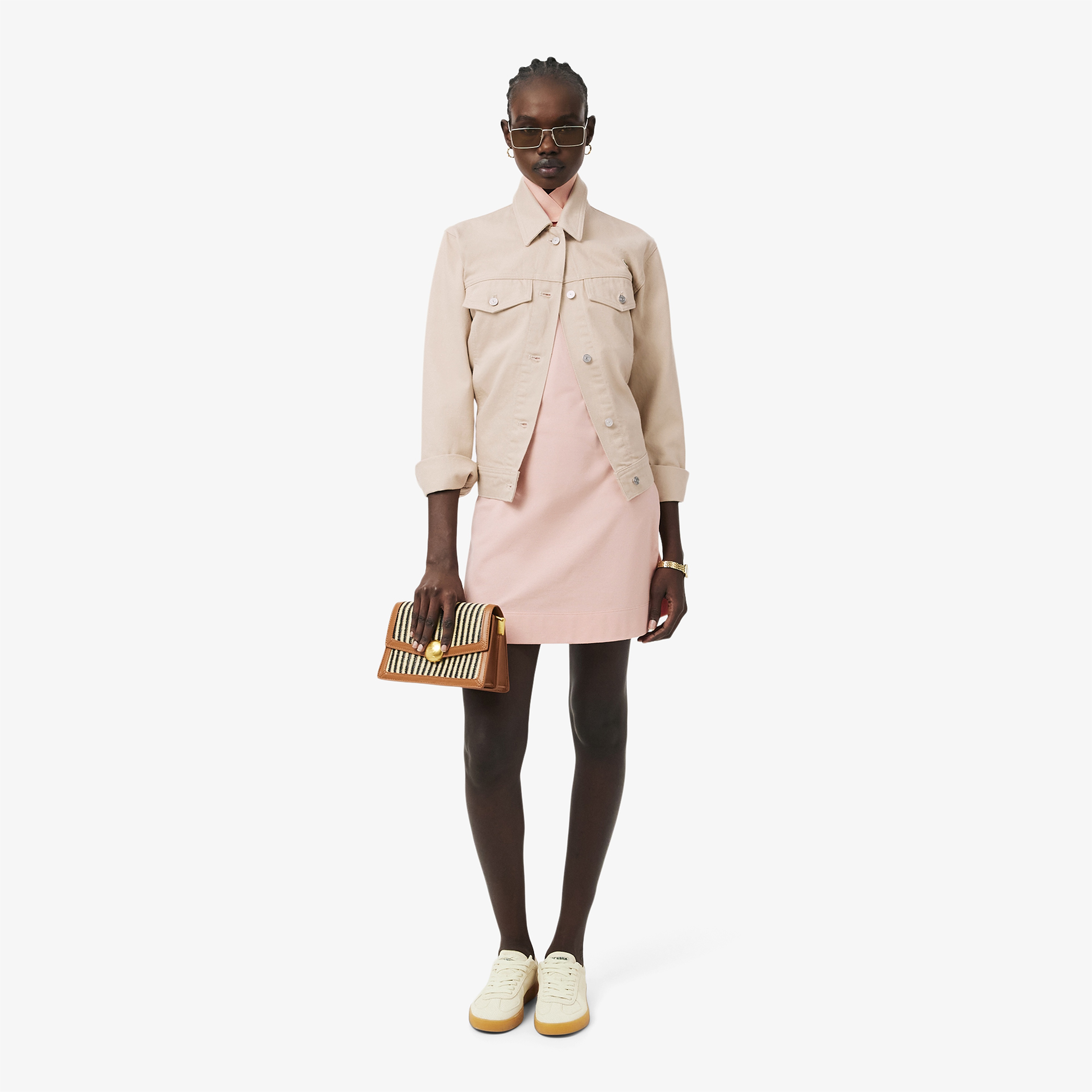 Kadın Slim Fit Kolsuz Polo Yaka Pembe Elbise