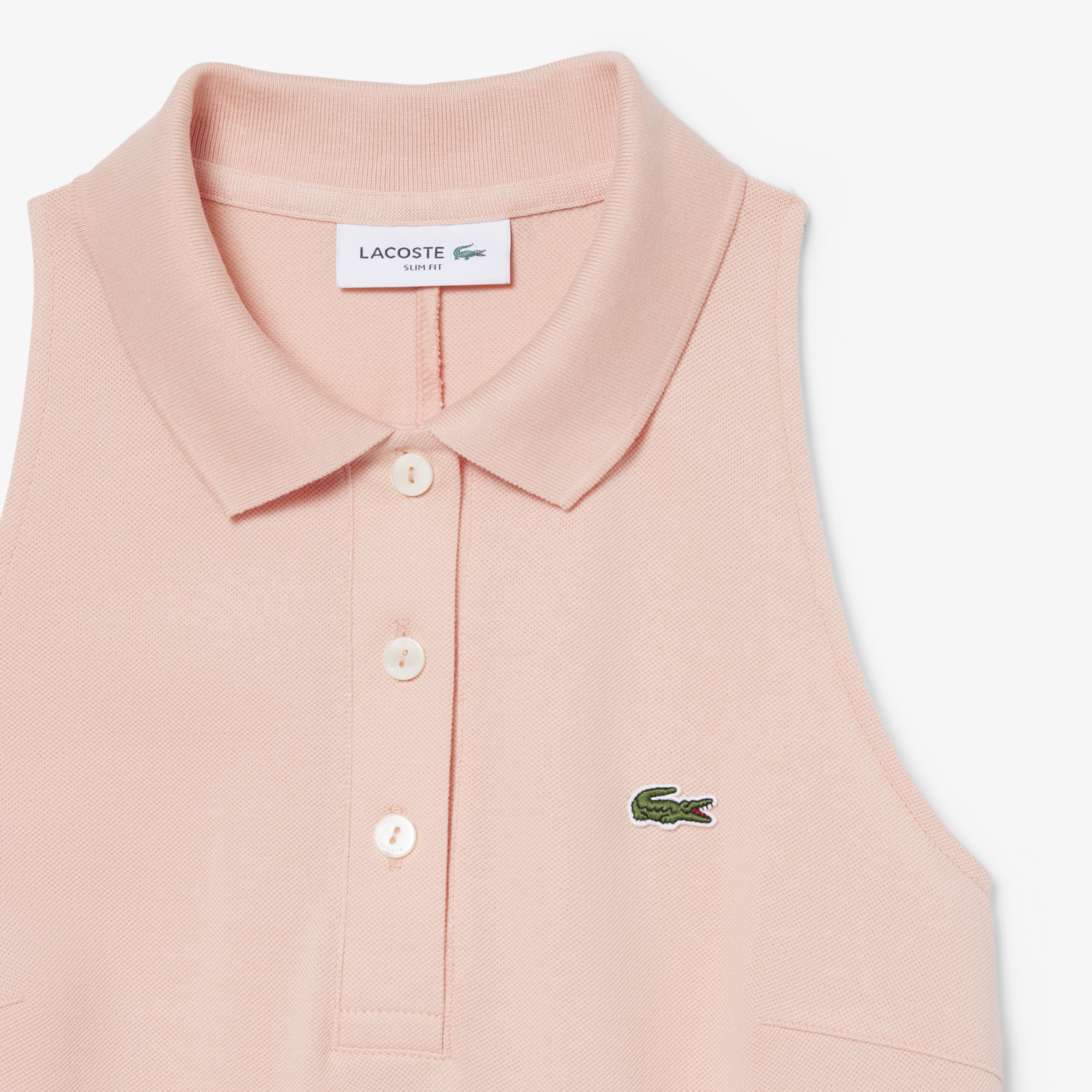 Lacoste Kadın Slim Fit Kolsuz Polo Yaka Pembe Elbise görsel 6