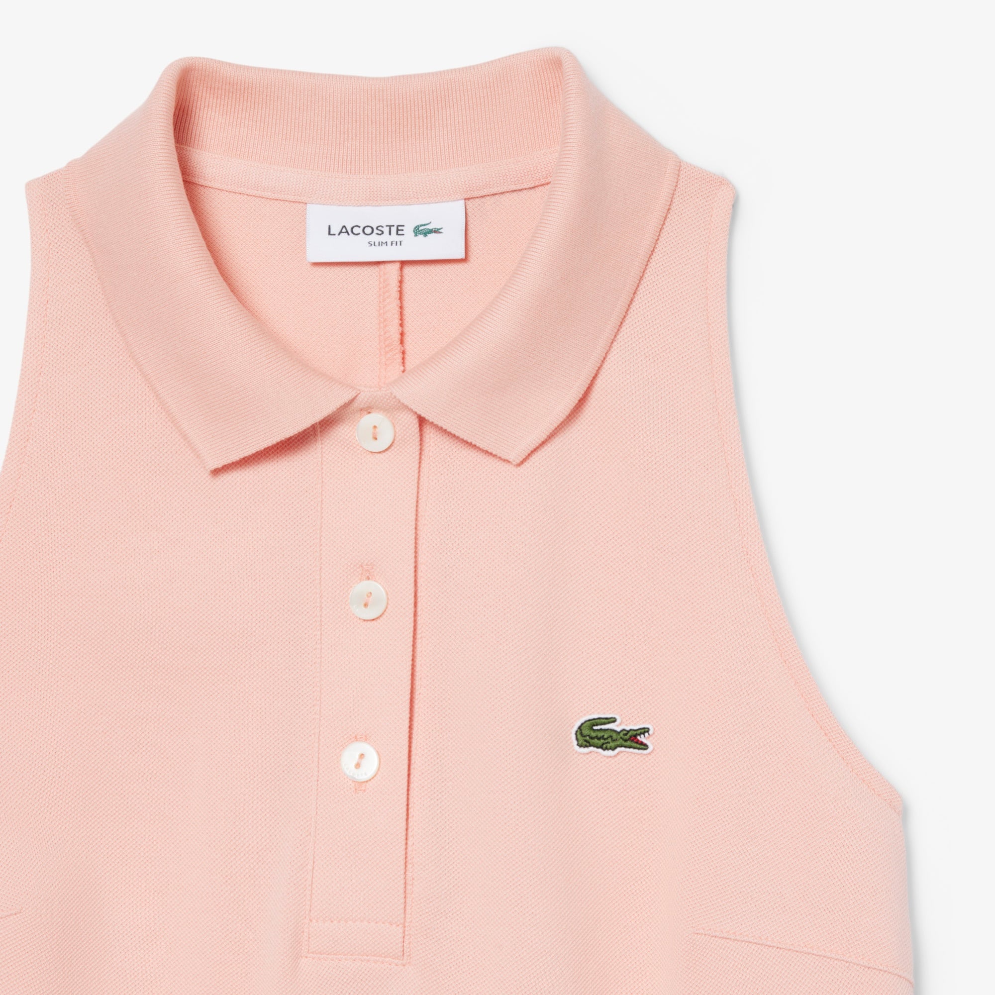 Kadın Slim Fit Kolsuz Polo Yaka Pembe Elbise