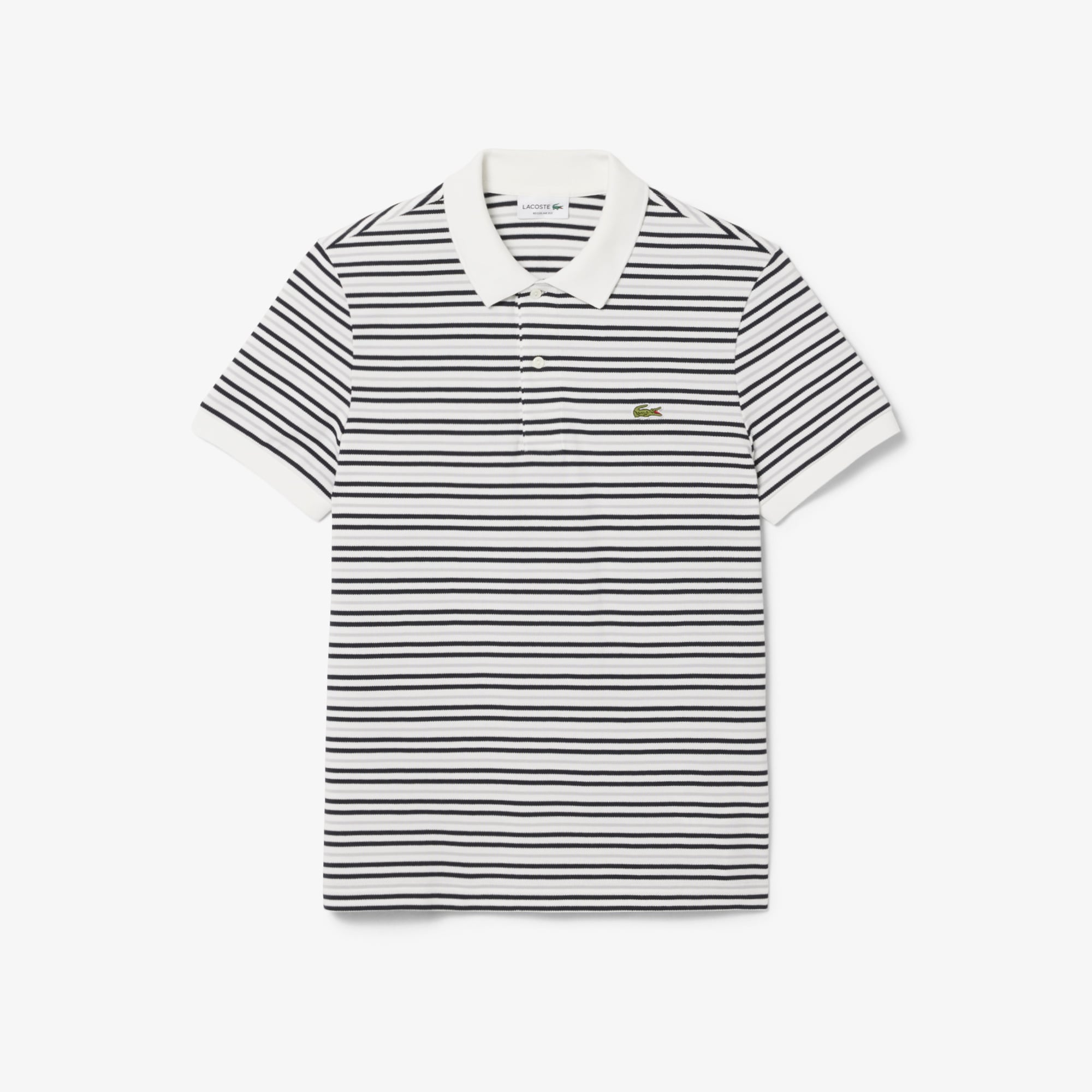 Lacoste Erkek Classic Fit Çizgili Gri Polo görsel 5