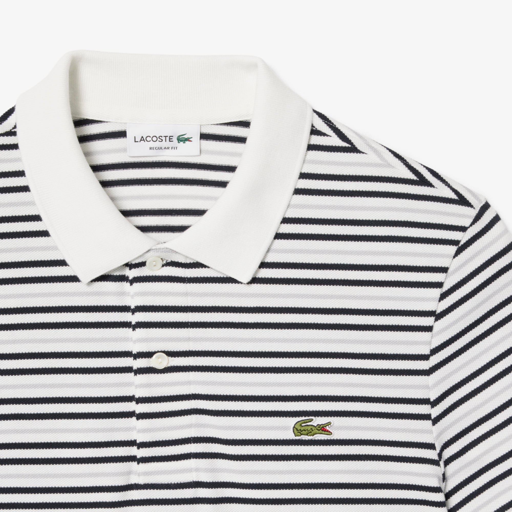Lacoste Erkek Classic Fit Çizgili Gri Polo görsel 6