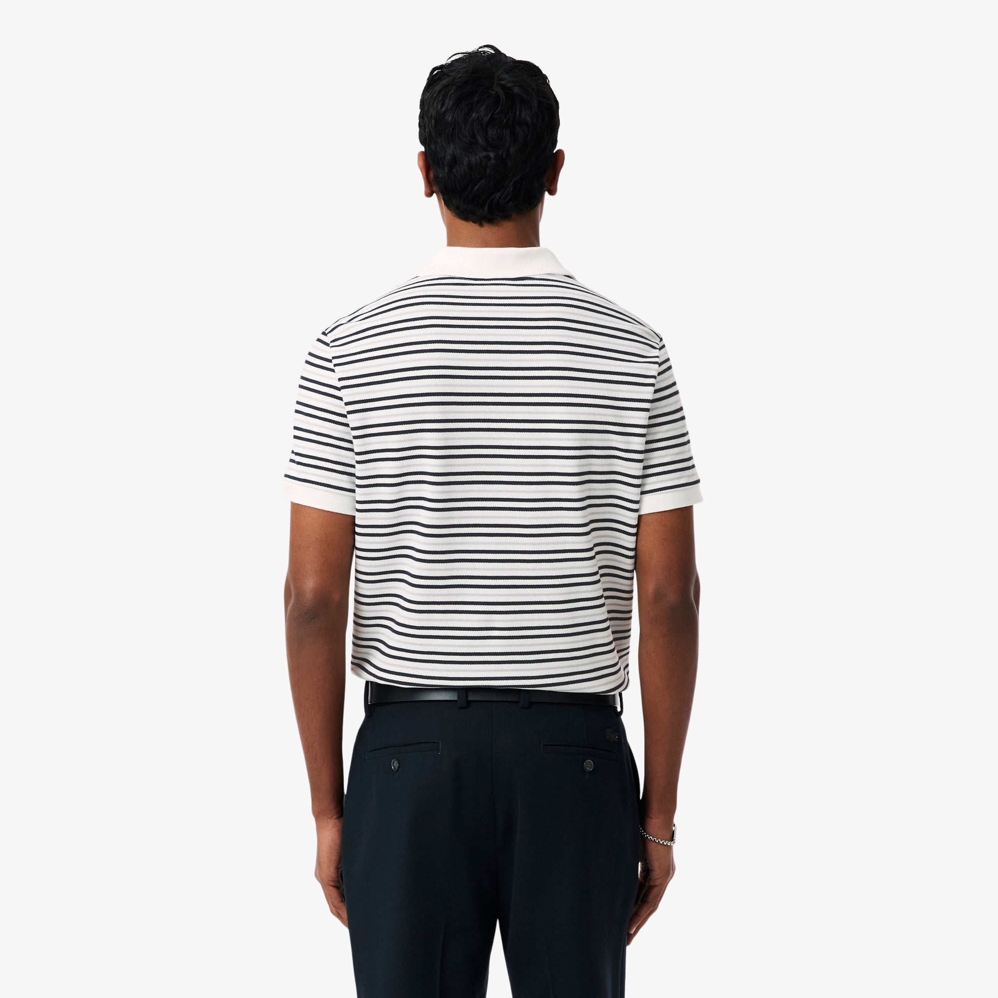 Lacoste Erkek Classic Fit Çizgili Gri Polo görsel 3