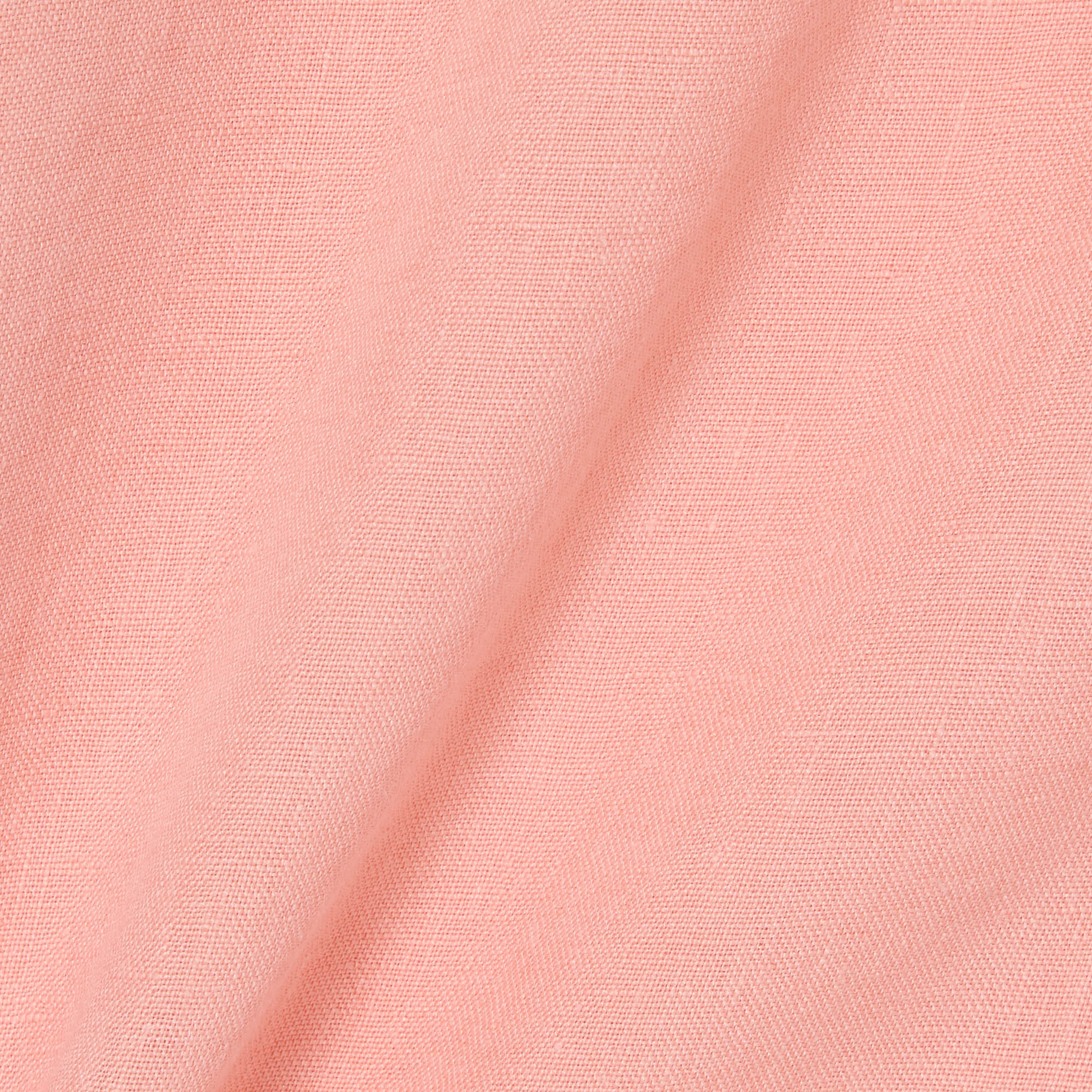 Erkek Regular Fit Kısa Kollu Düğmeli Yaka Keten Pembe Gömlek