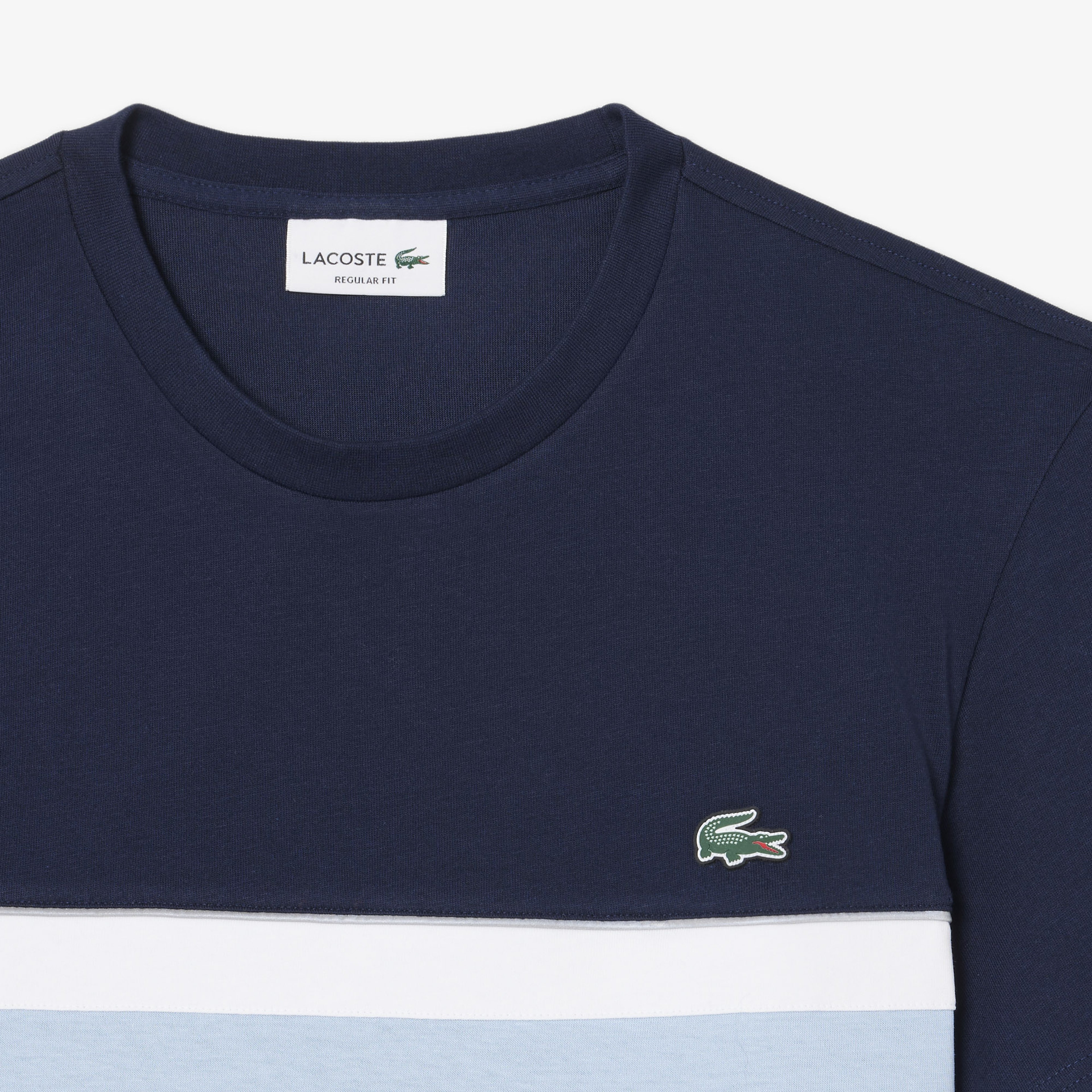 Erkek Regular Fit Bisiklet Yaka Renk Bloklu Lacivert T-Shirt