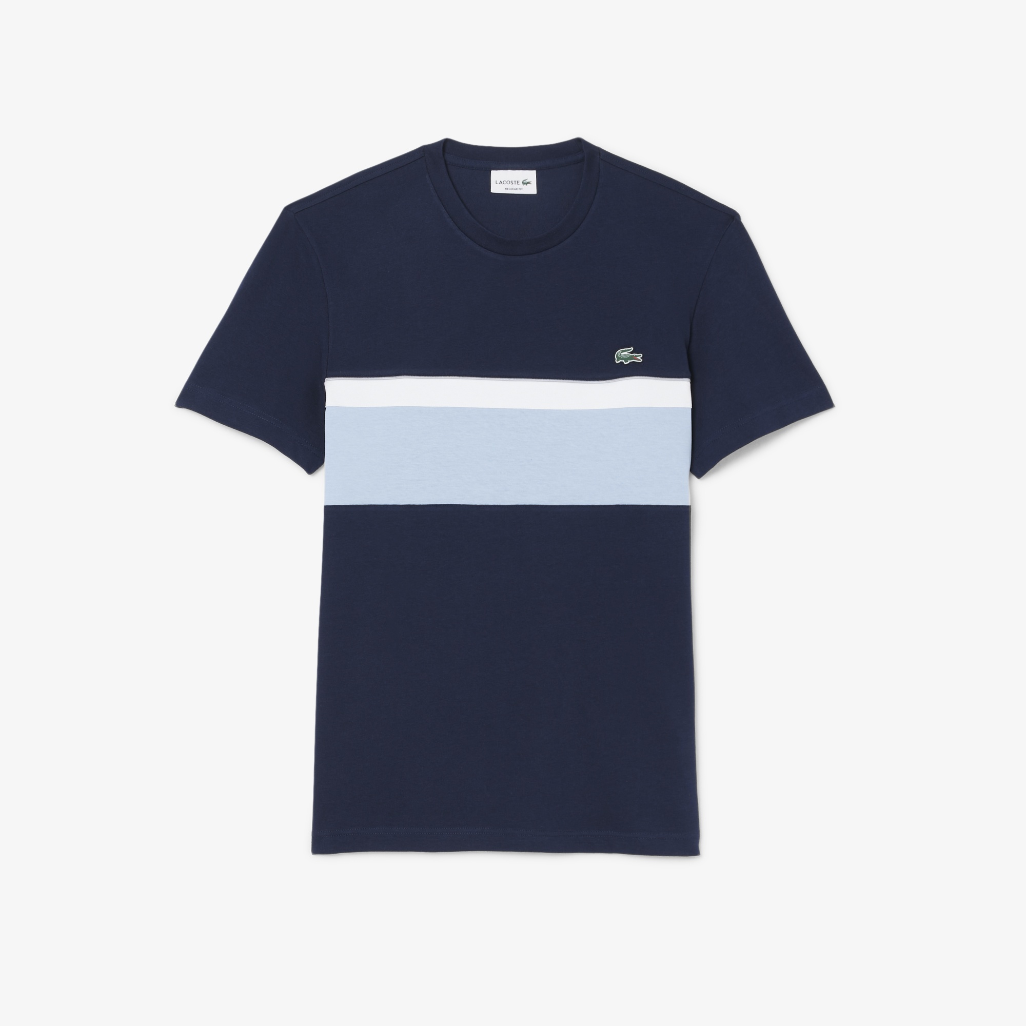 Erkek Regular Fit Bisiklet Yaka Renk Bloklu Lacivert T-Shirt