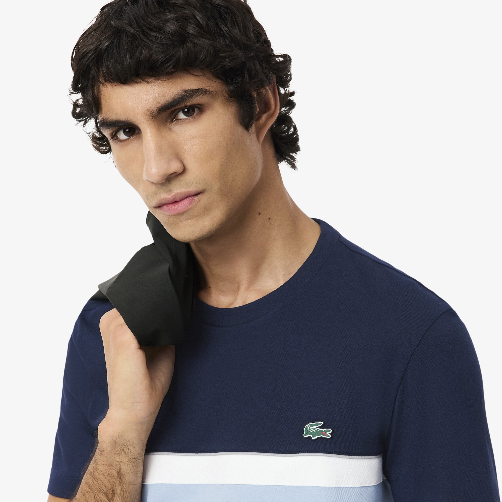 Erkek Regular Fit Bisiklet Yaka Renk Bloklu Lacivert T-Shirt