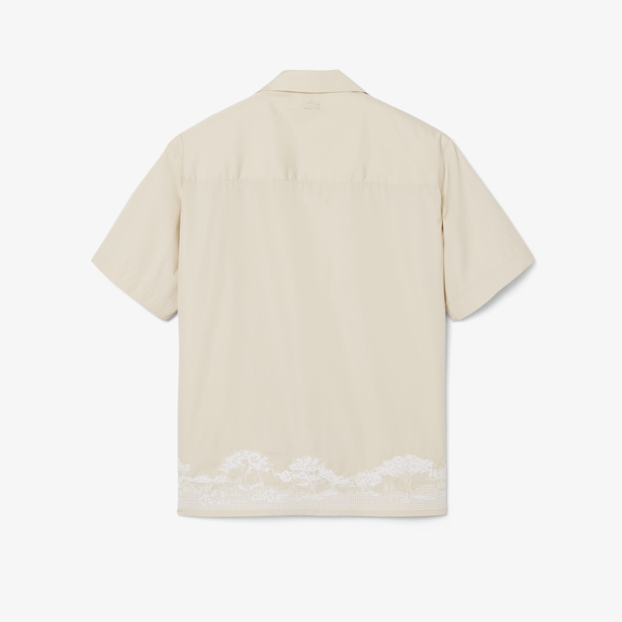 Lacoste SS26 RUNWAY Unisex Relaxed Fit Kısa Kollu Desenli Bej Gömlek görsel 6