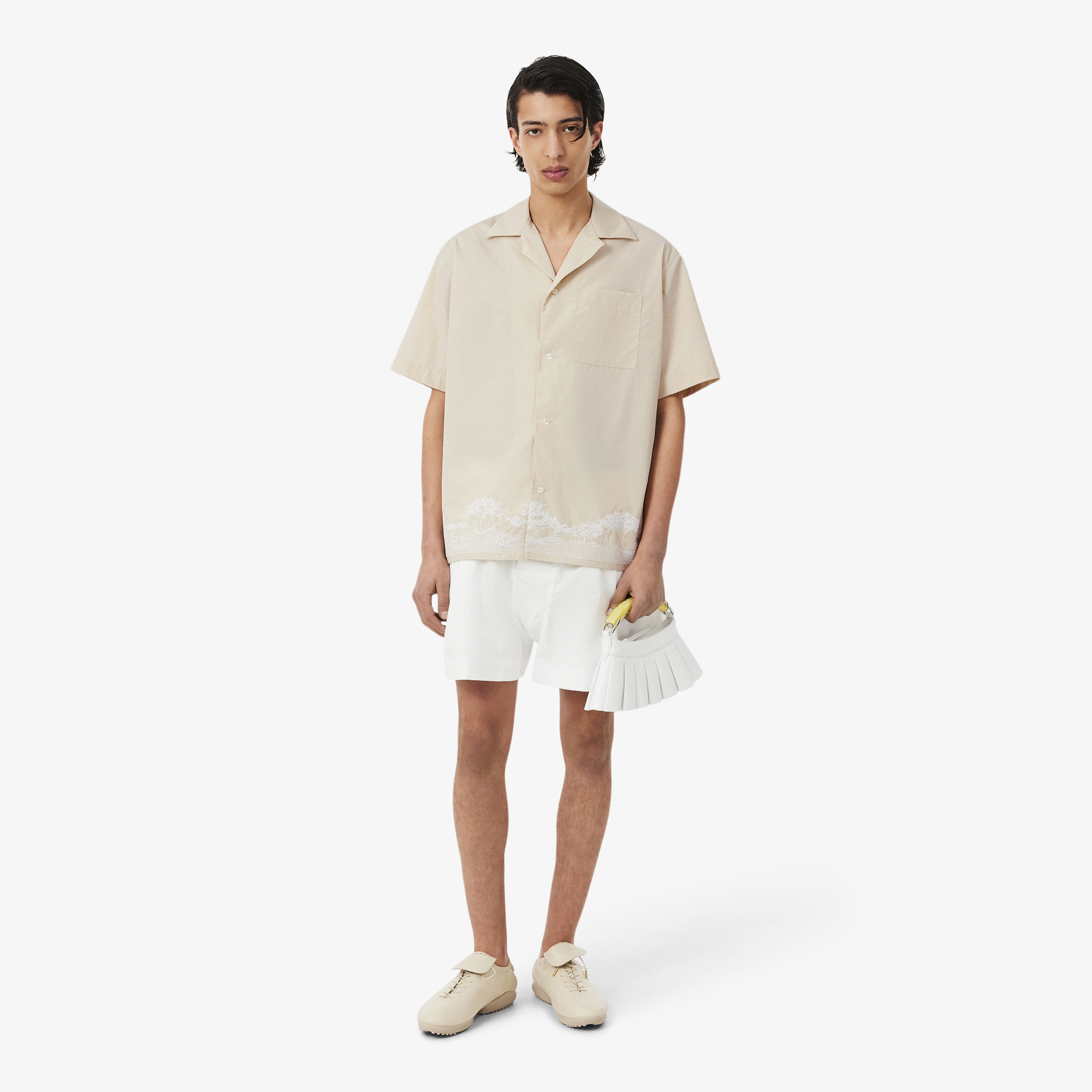 SS26 RUNWAY Unisex Relaxed Fit Kısa Kollu Bej Gömlek