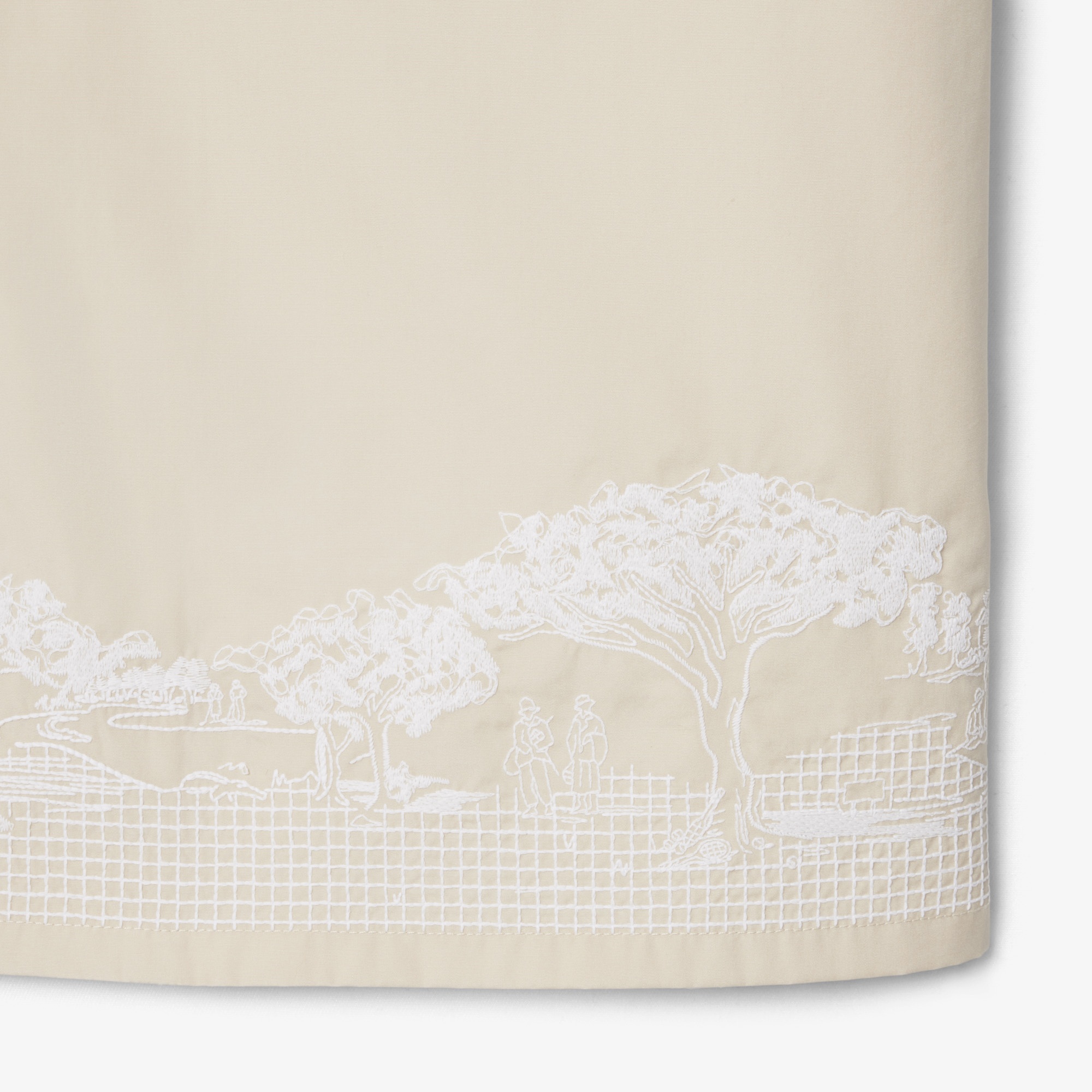 SS26 RUNWAY Unisex Relaxed Fit Kısa Kollu Desenli Bej Gömlek