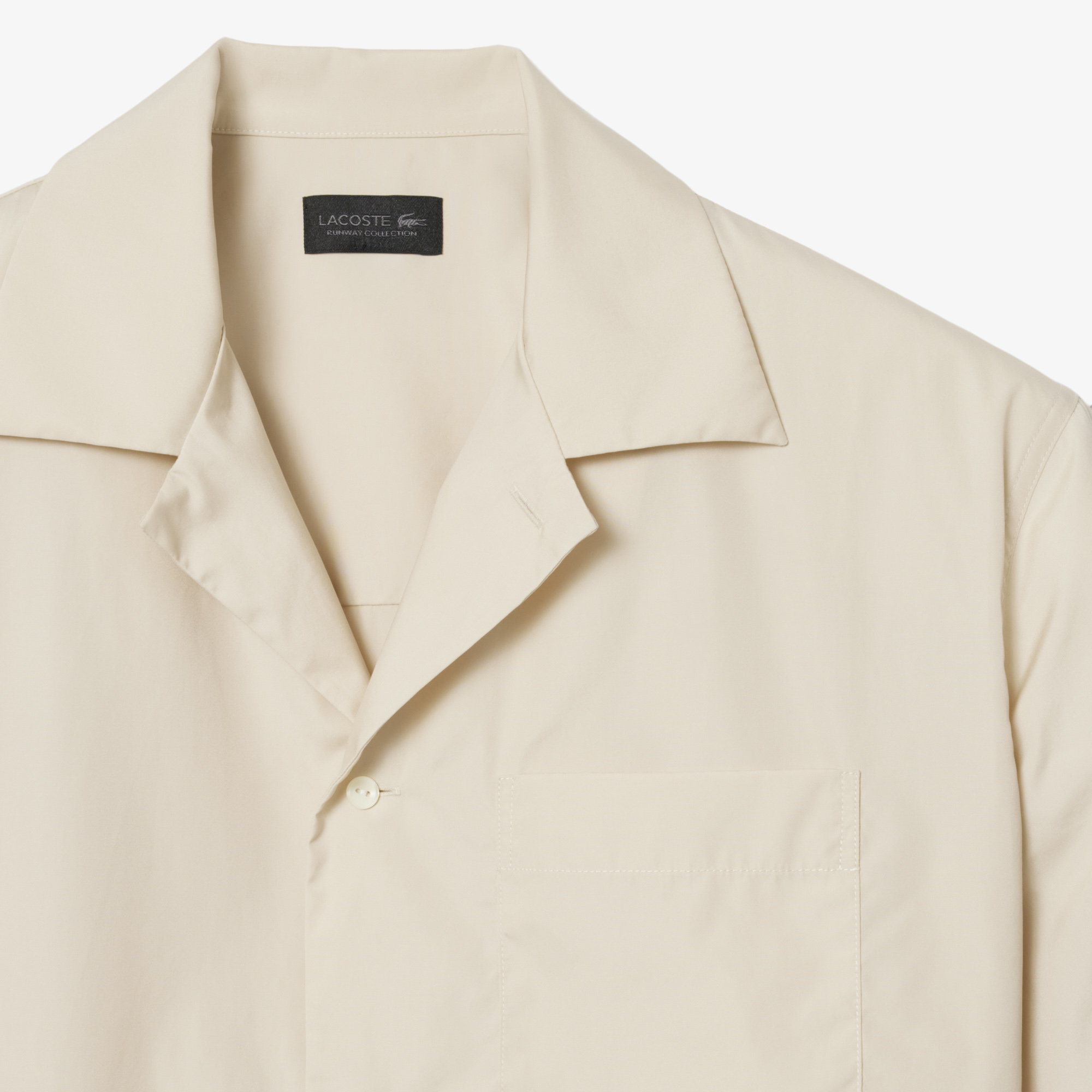 Lacoste SS26 RUNWAY Unisex Relaxed Fit Kısa Kollu Desenli Bej Gömlek görsel 7
