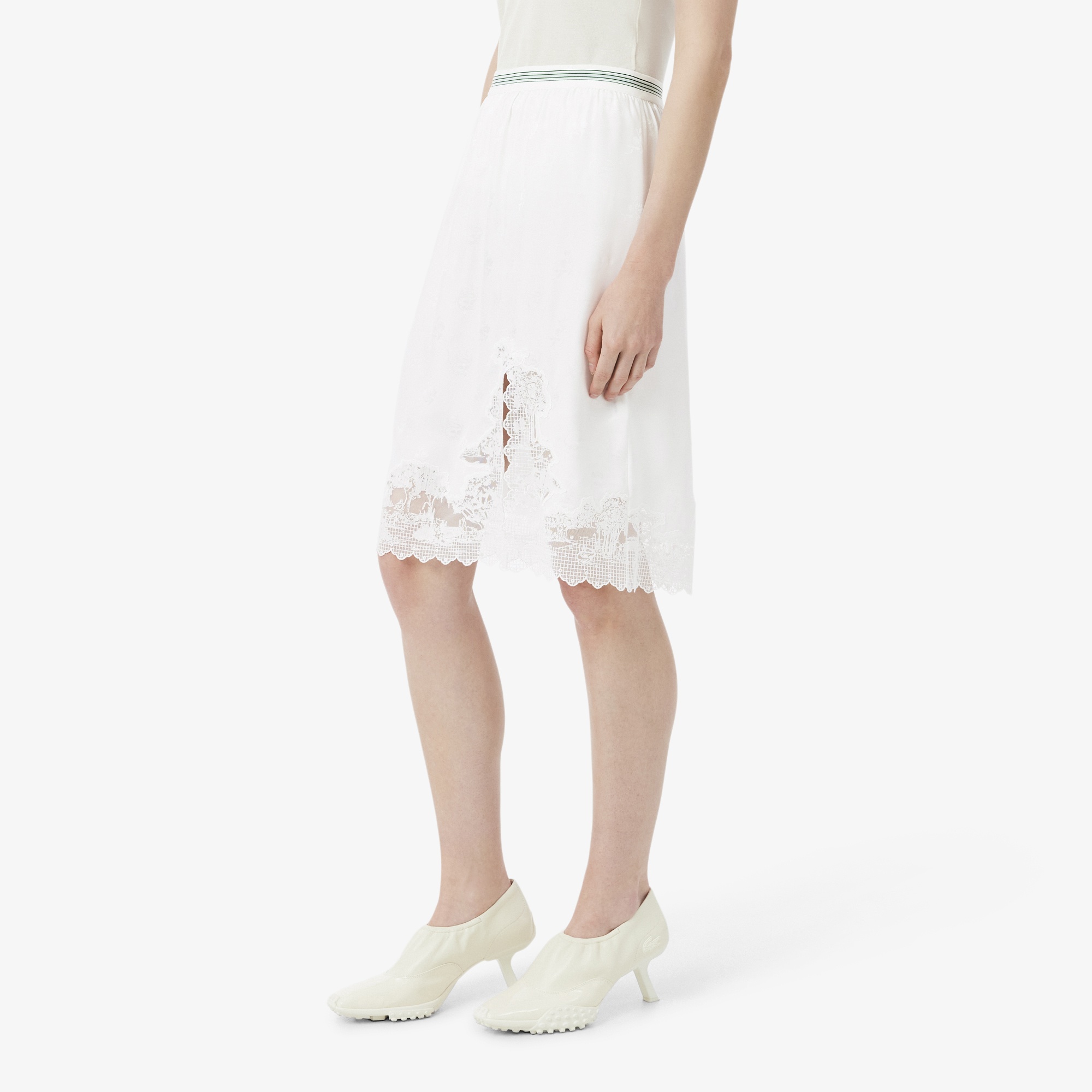 SS26 RUNWAY Kadın Desenli Beyaz Etek