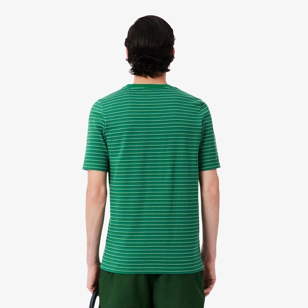 SS26 RUNWAY Erkek Slim Fit Bisiklet Yaka Çizgili Yeşil T-Shirt