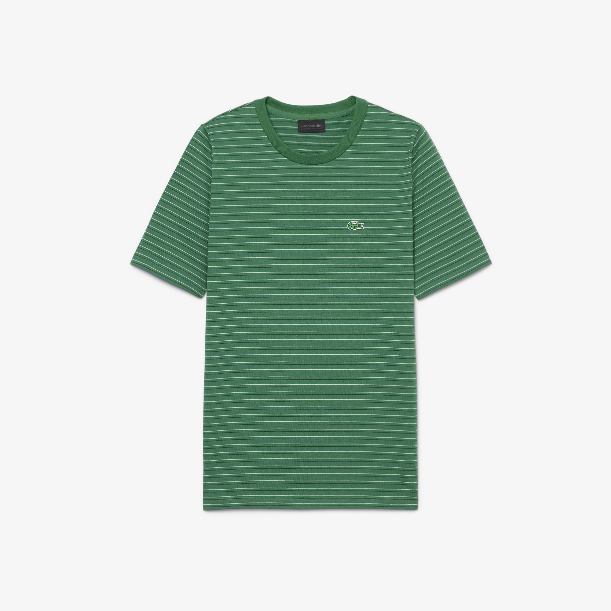 SS26 RUNWAY Erkek Slim Fit Bisiklet Yaka Çizgili Yeşil T-Shirt