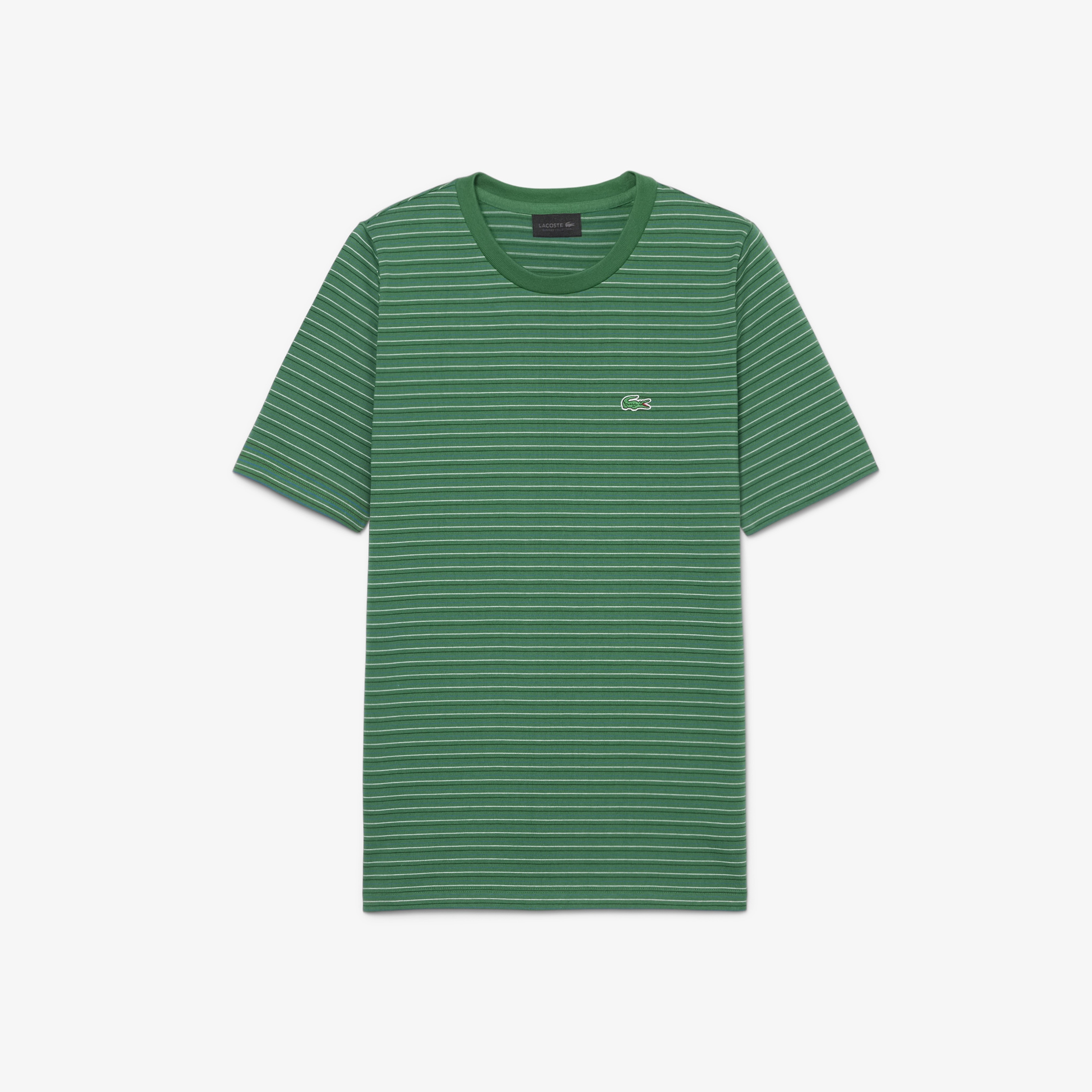 SS26 RUNWAY Erkek Slim Fit Bisiklet Yaka Çizgili Yeşil T-Shirt