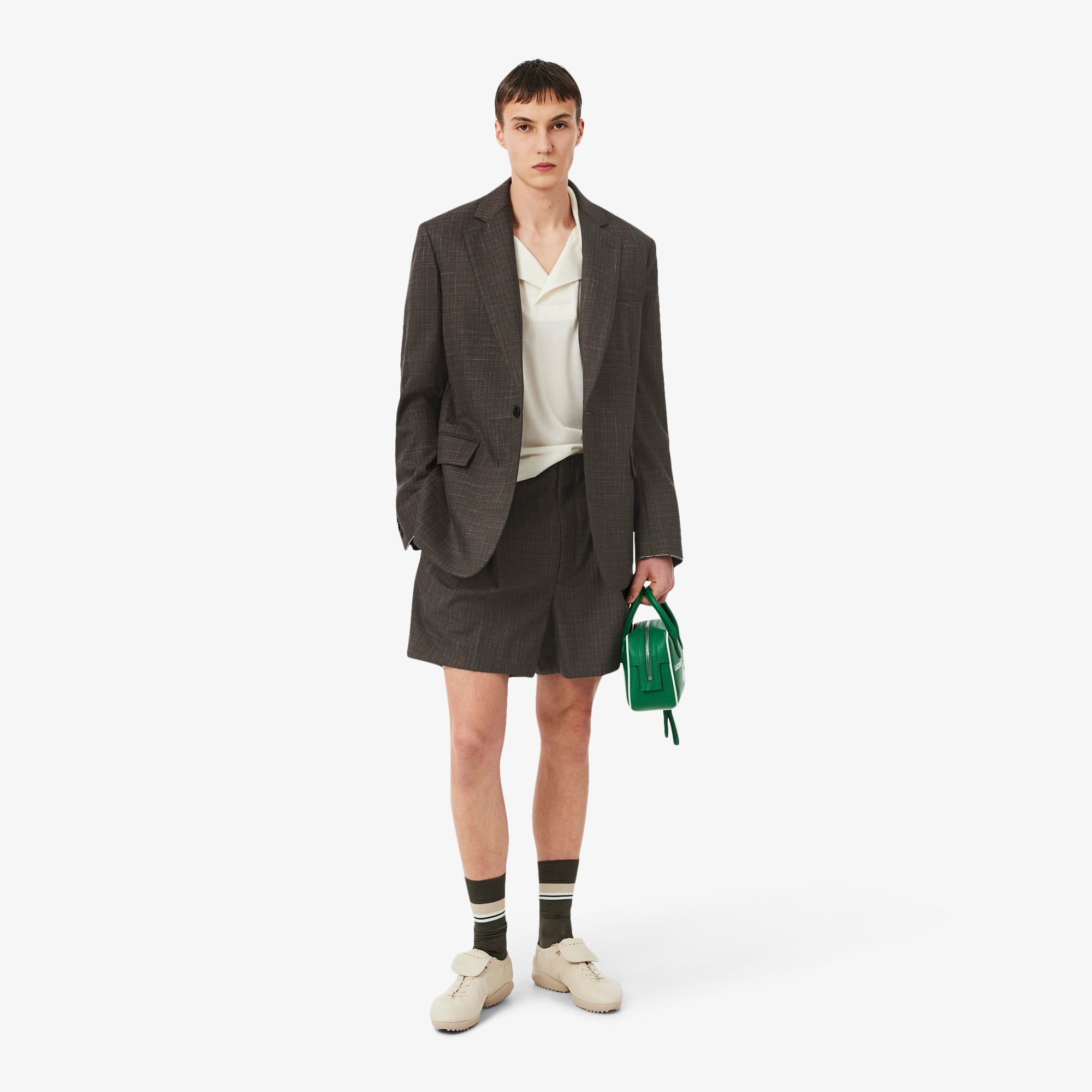 Lacoste SS26 RUNWAY Unisex Yün Kahverengi Blazer görsel 4