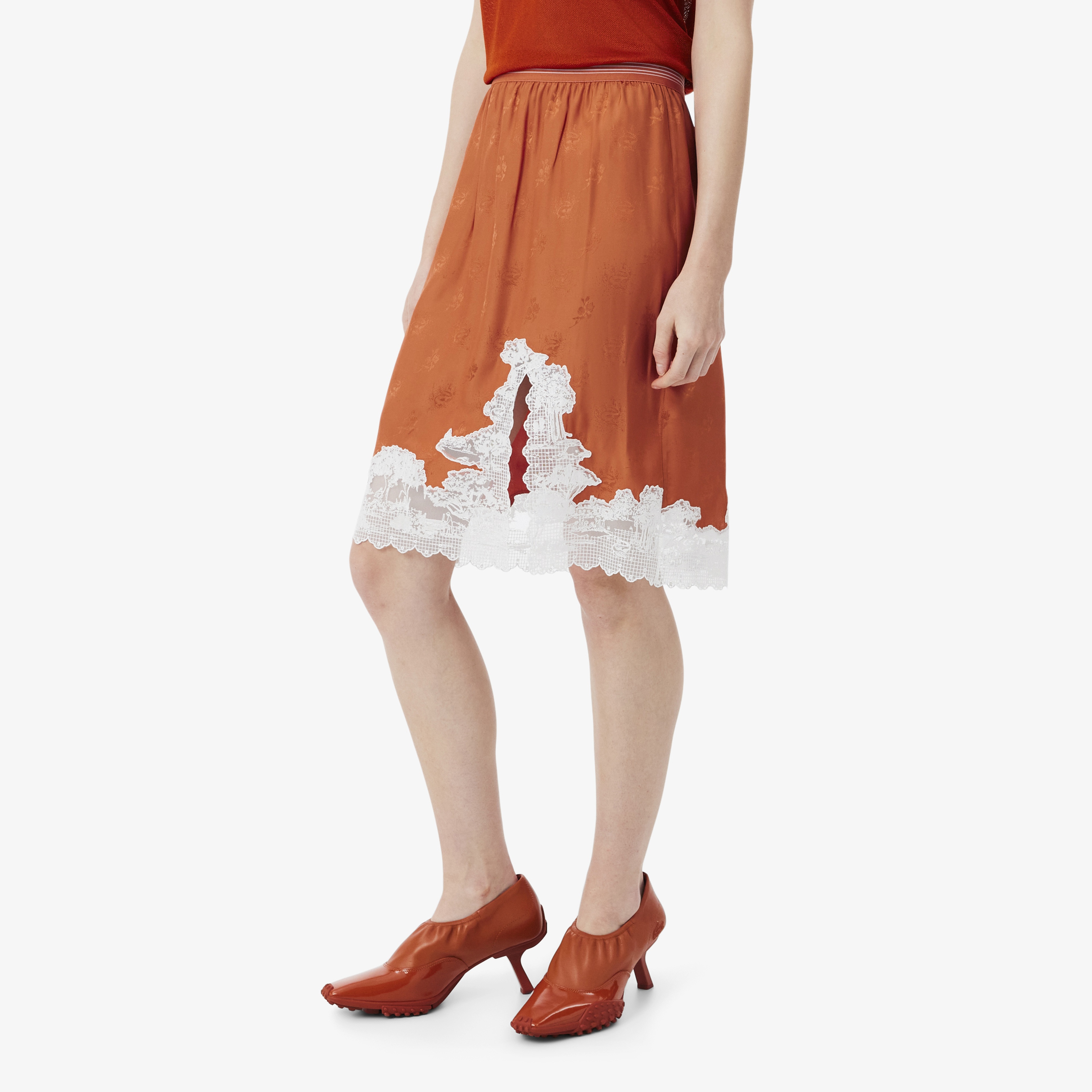 SS26 RUNWAY Kadın Desenli Turuncu Etek