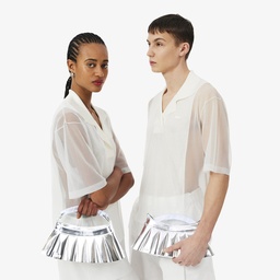 SS26 RUNWAY Lenglen Kadın Deri Gri Omuz Çantası Gri