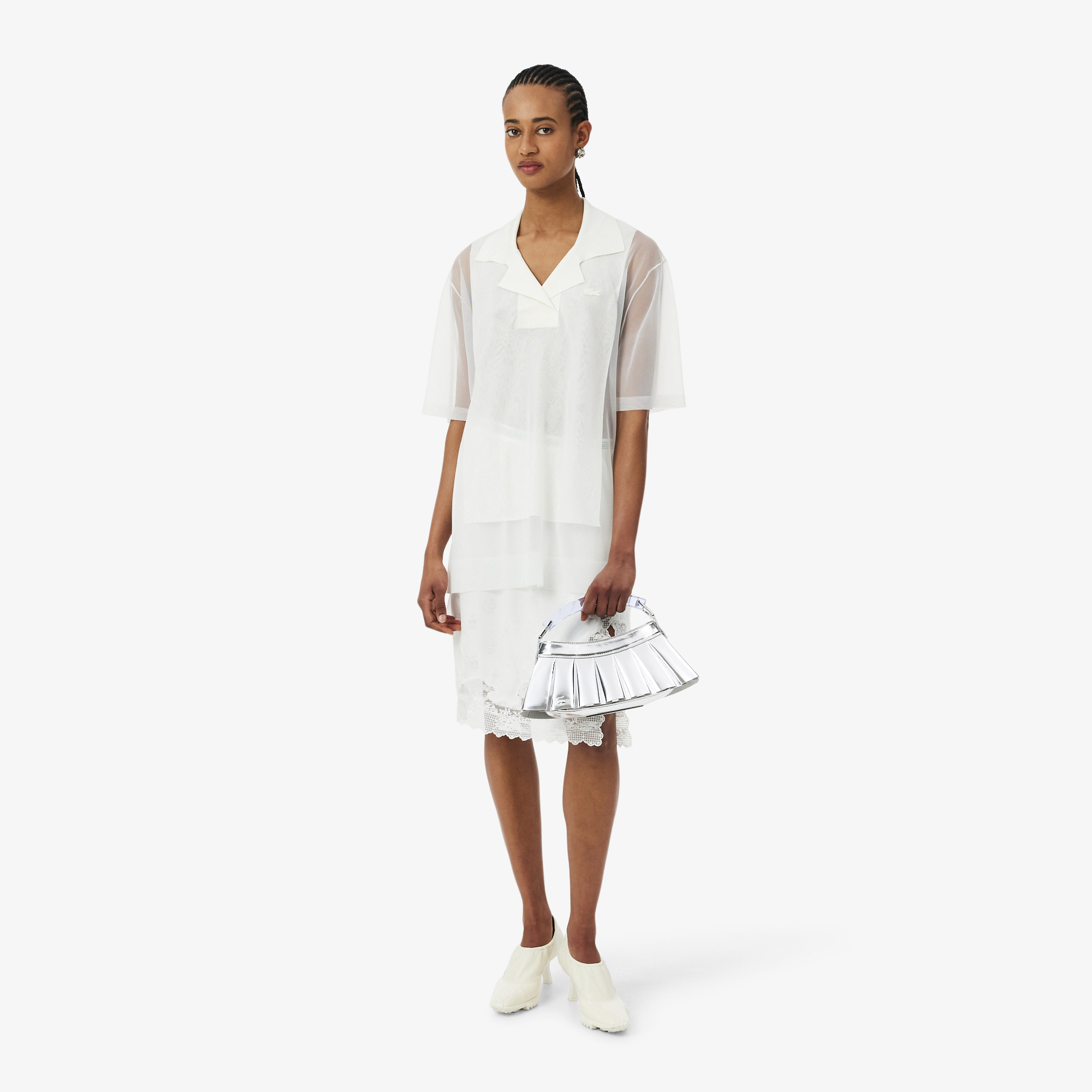 Lacoste SS26 RUNWAY Lenglen Kadın Deri Gri Omuz Çantası görsel 5