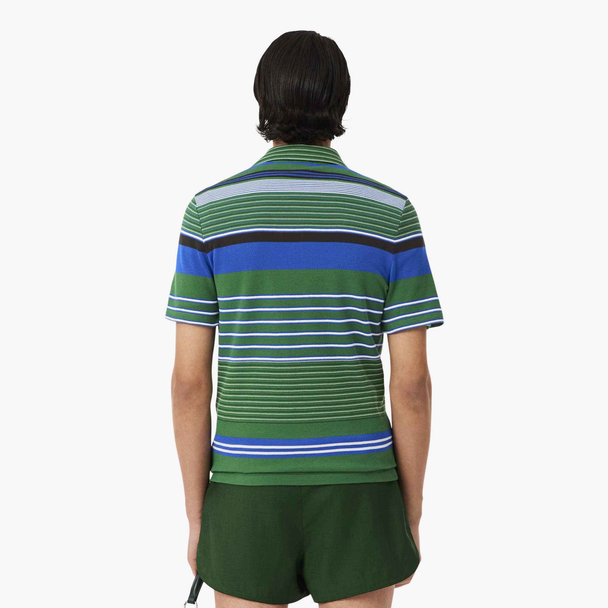 SS26 RUNWAY Erkek Çizgili Yeşil Polo