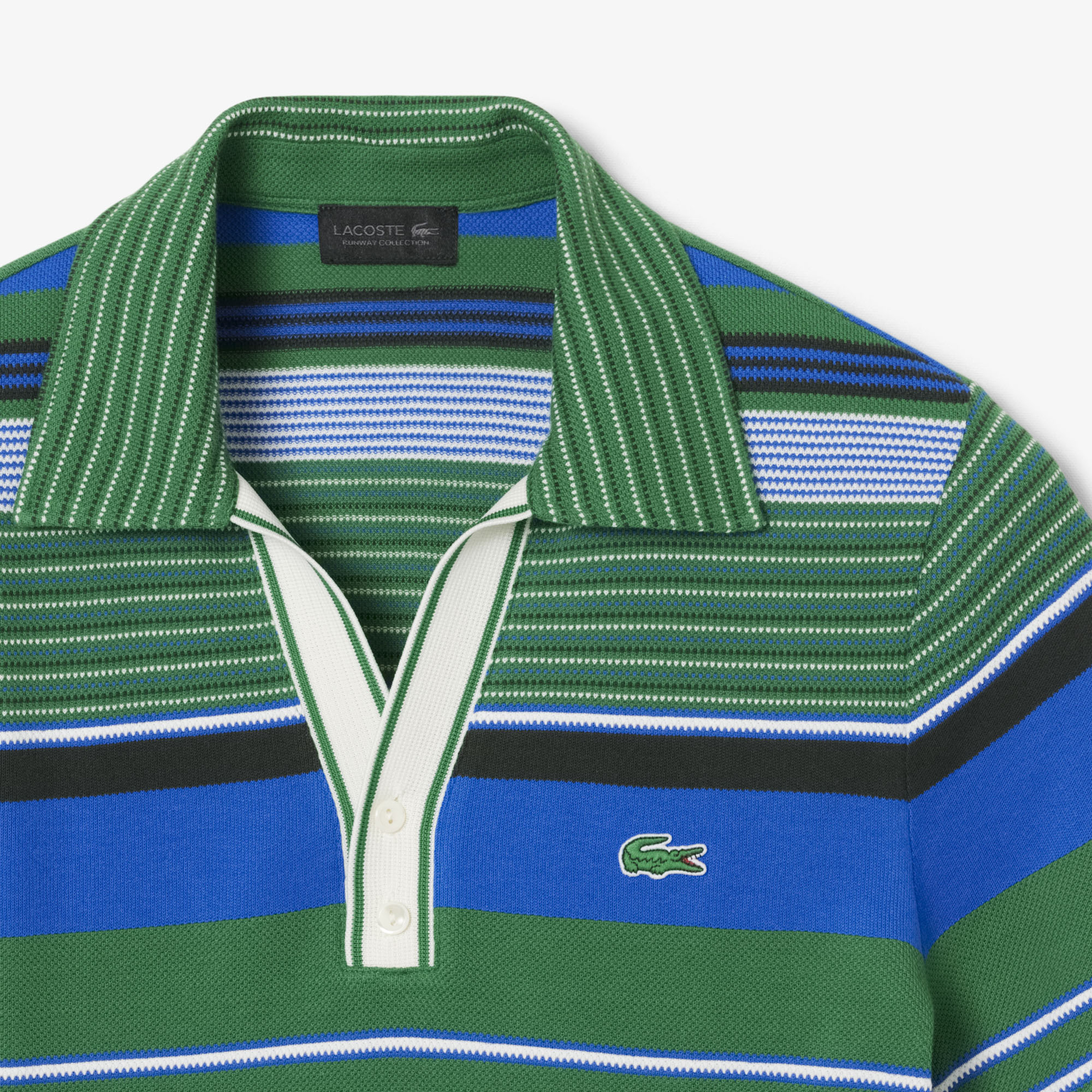 Lacoste SS26 RUNWAY Erkek Çizgili Yeşil Polo görsel 7