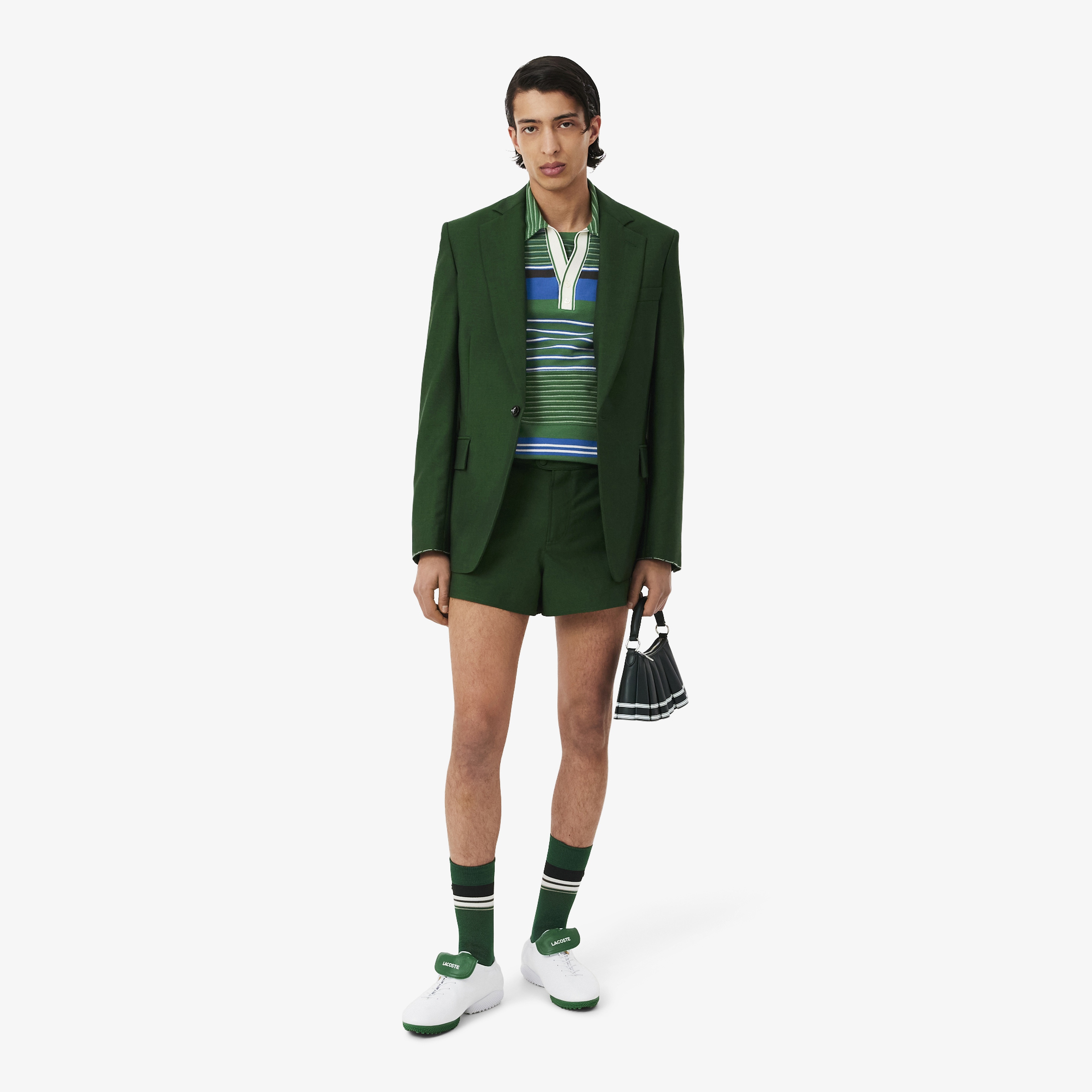 SS26 RUNWAY Erkek Çizgili Yeşil Polo