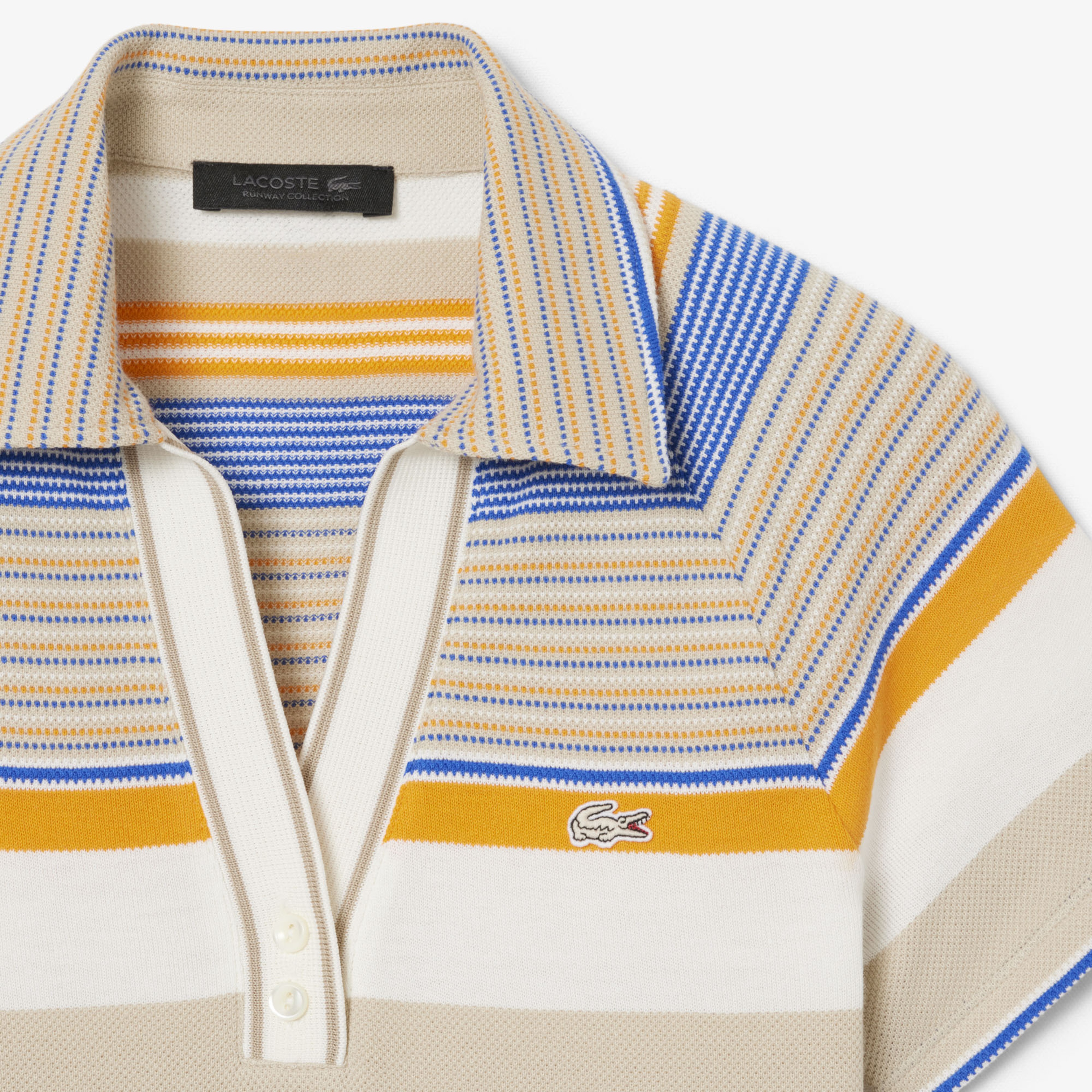 SS26 RUNWAY Kadın Slim Fit Çizgili Bej Polo