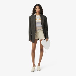 SS26 RUNWAY Kadın Slim Fit Çizgili Bej Polo Bej