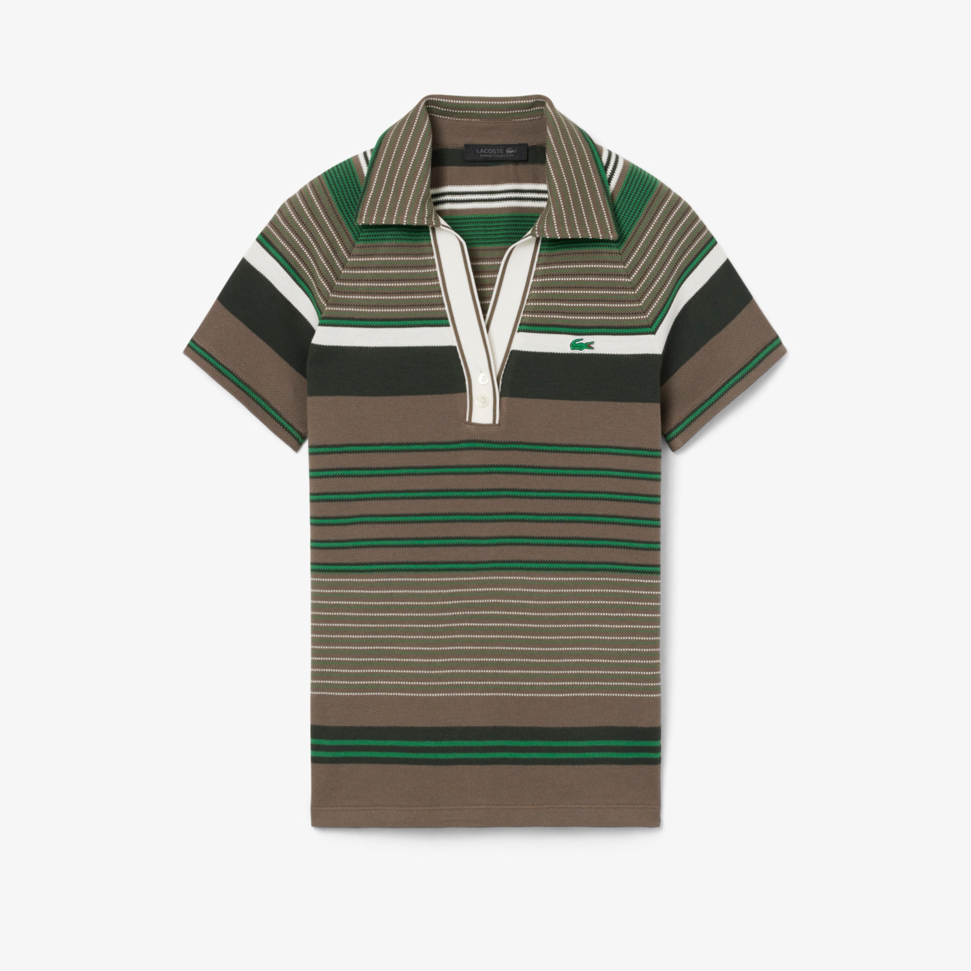 SS26 RUNWAY Kadın Slim Fit Çizgili Kahverengi Polo