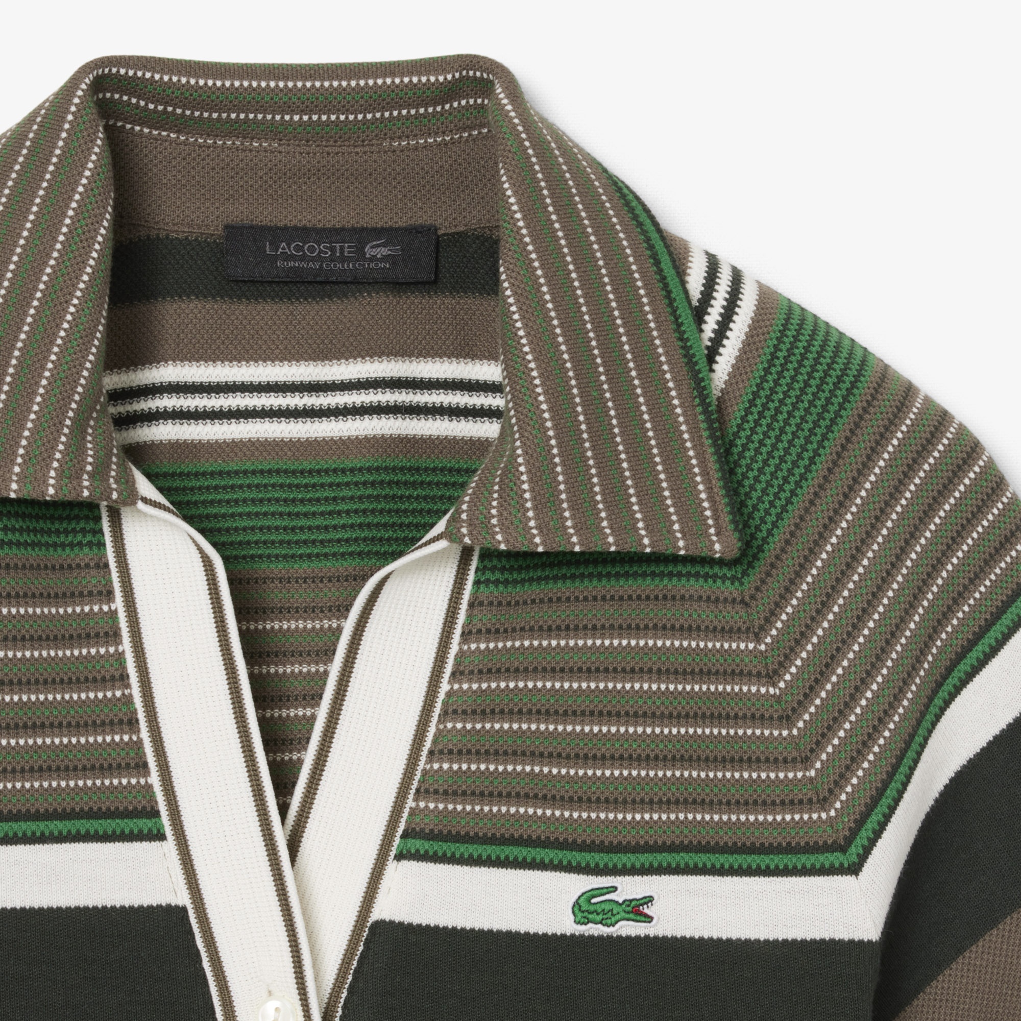 SS26 RUNWAY Kadın Slim Fit Çizgili Kahverengi Polo